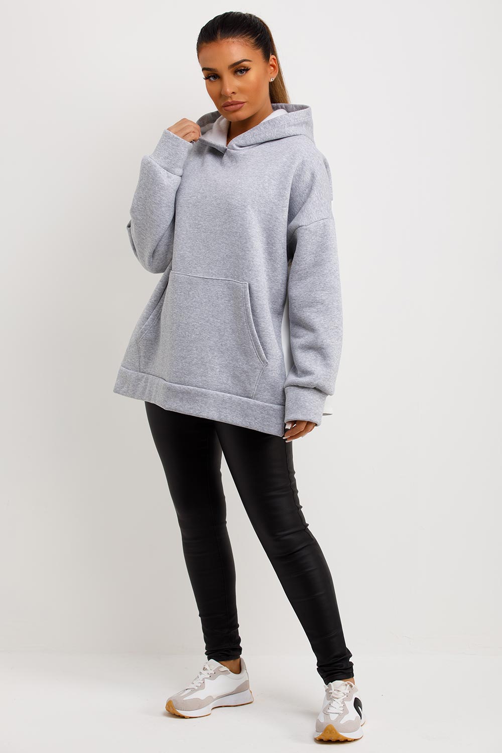 womens oversized contrast back hoodie