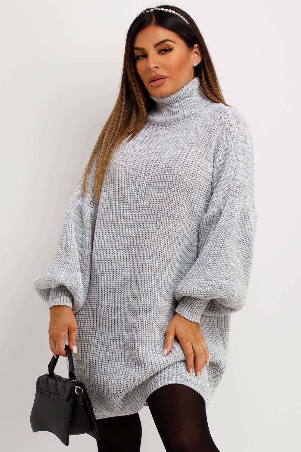 christmas jumper dress with roll neck winter outfit