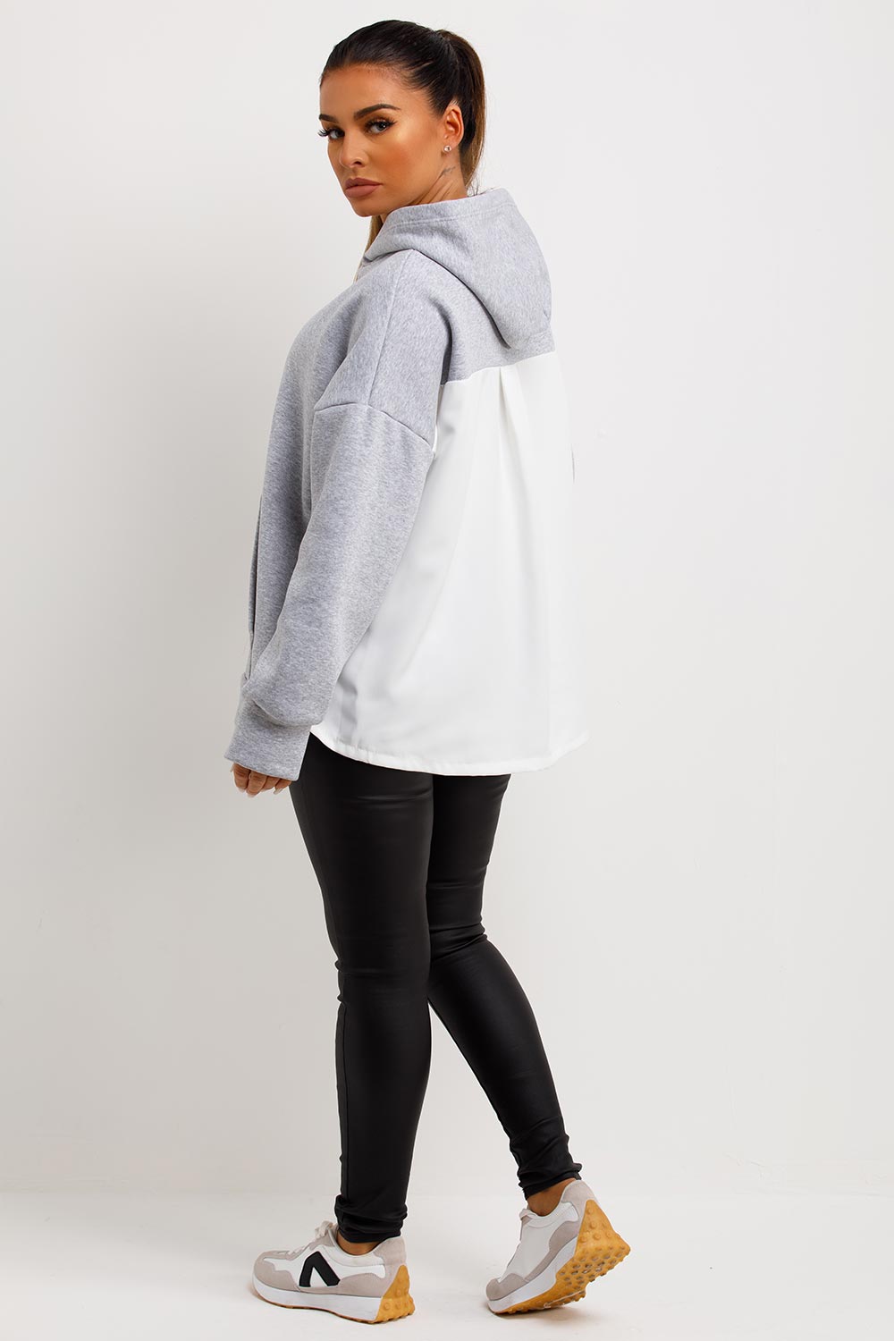 contrast back oversized hoodie