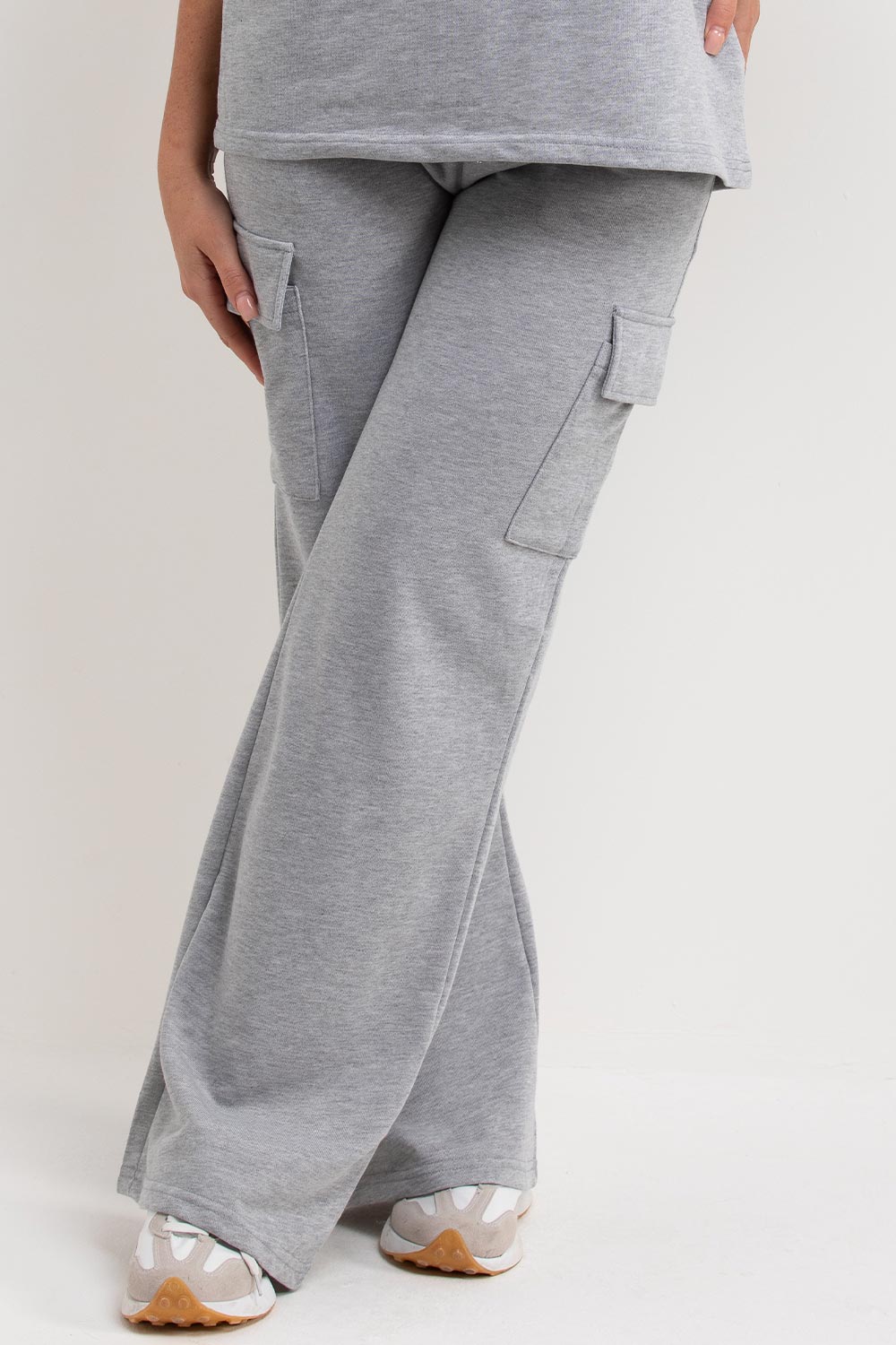 womens wide leg trousers with cargo pockets and t shirt co ord set