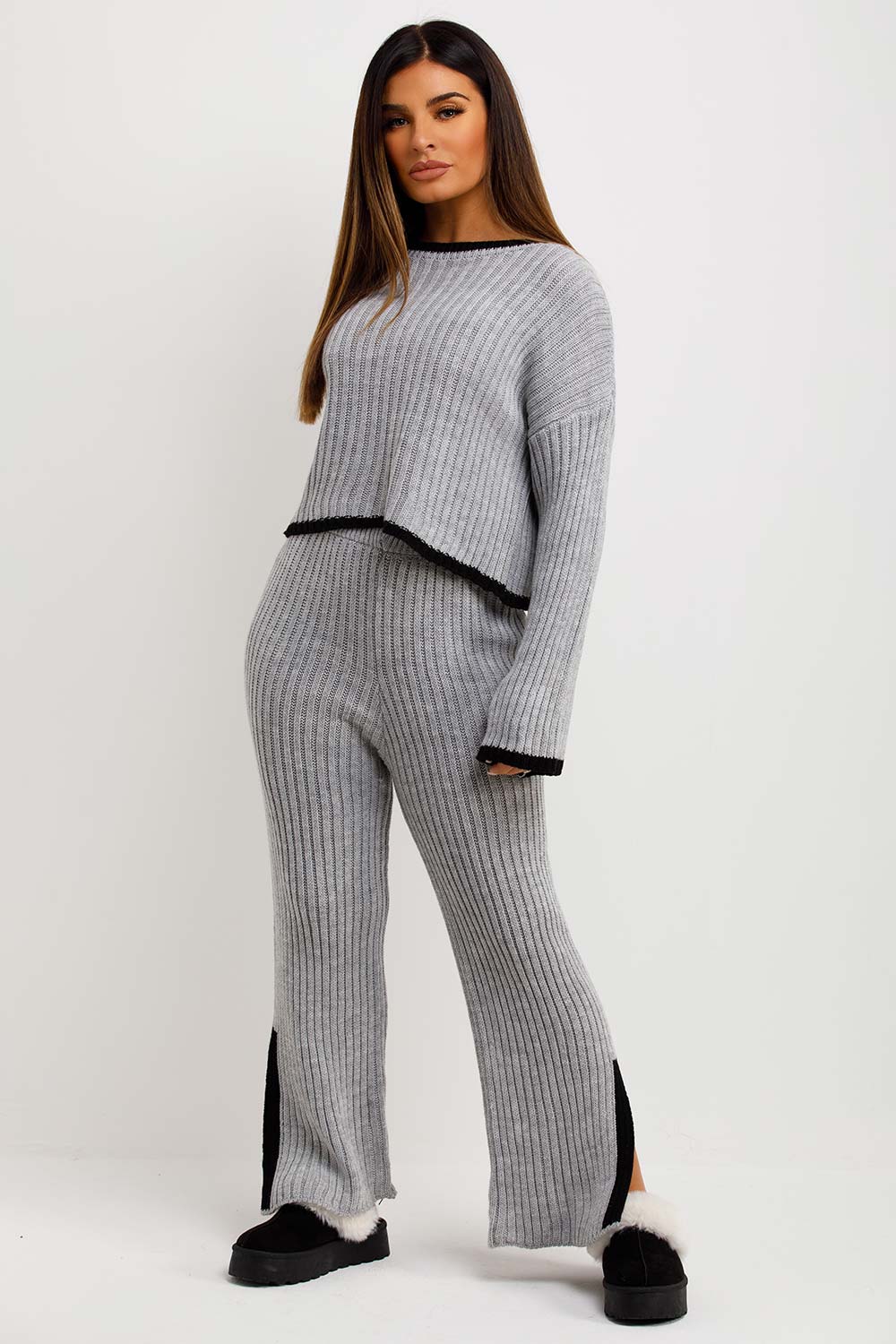 womens knit loungewear co ord set sale