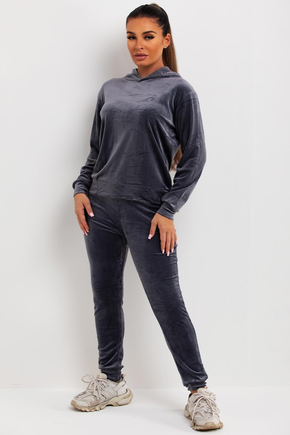 womens velour hooded tracksuit