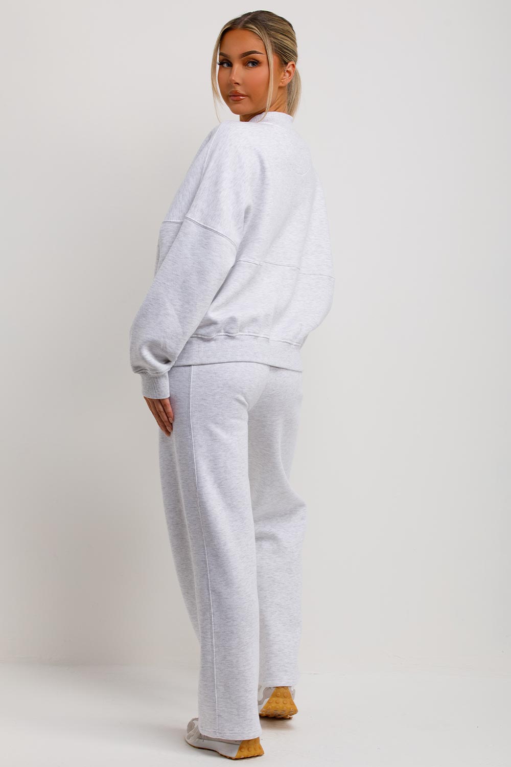 zara womens bomber sweatshirt and straight leg joggers two piece loungewear set tracksuit