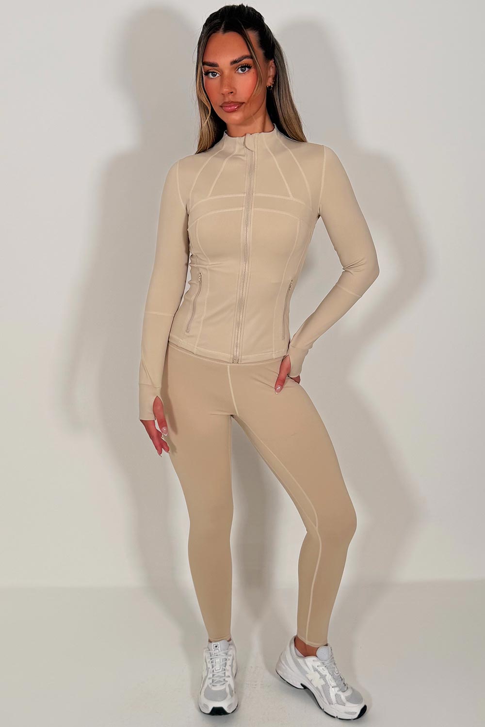 womens lululemon sports track jacket and high waist leggings co ord set styledup uk
