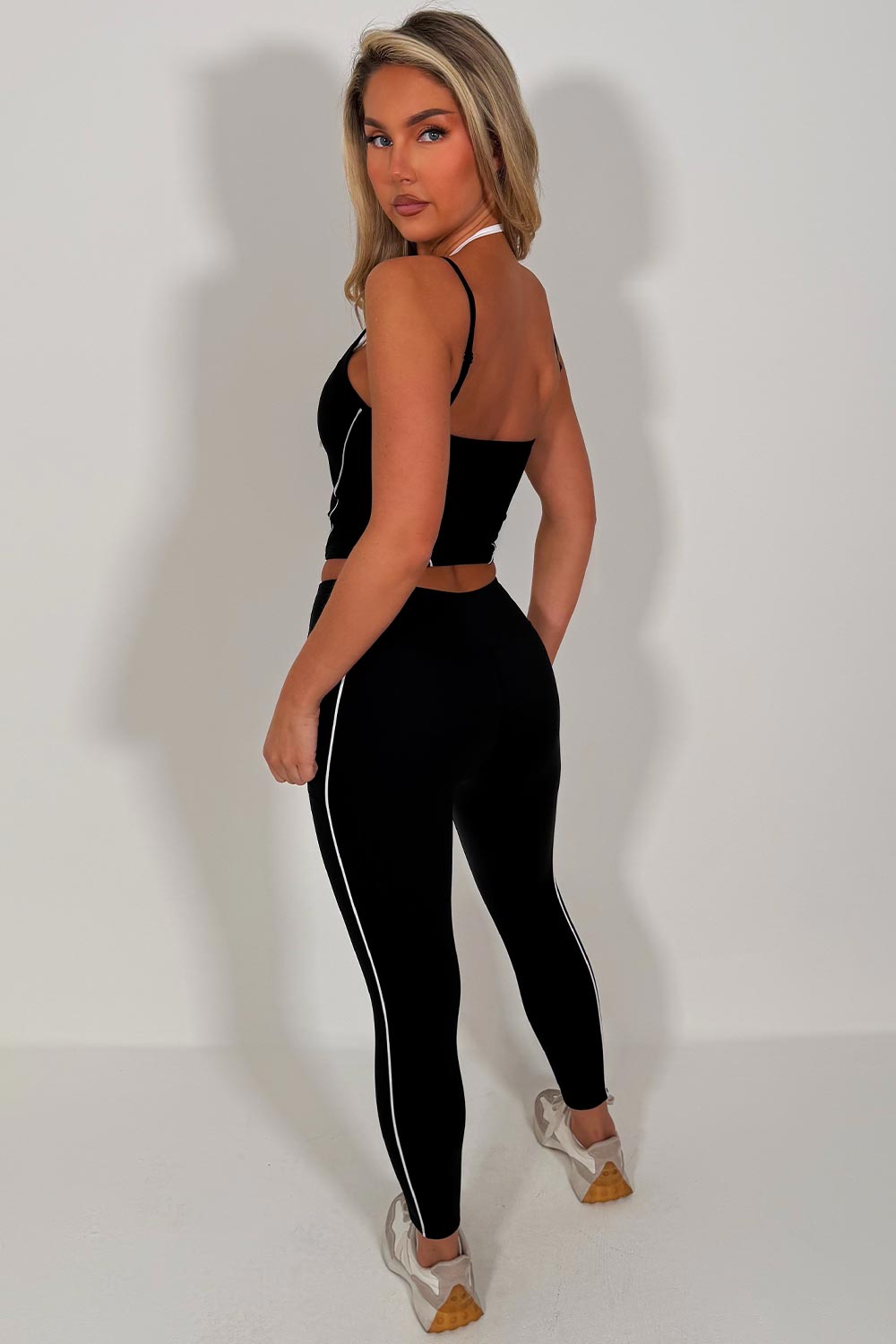 alo yoga high waist legging and double up bralet top two piece matching set styledup uk