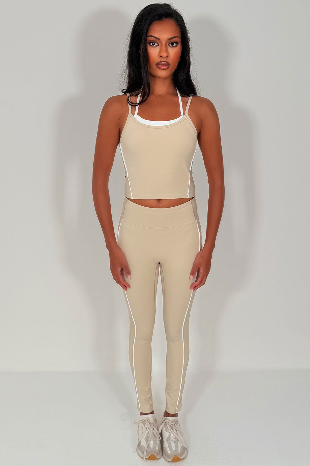 alo yoga high waist legging and double up bralet top two piece matching set styledup uk