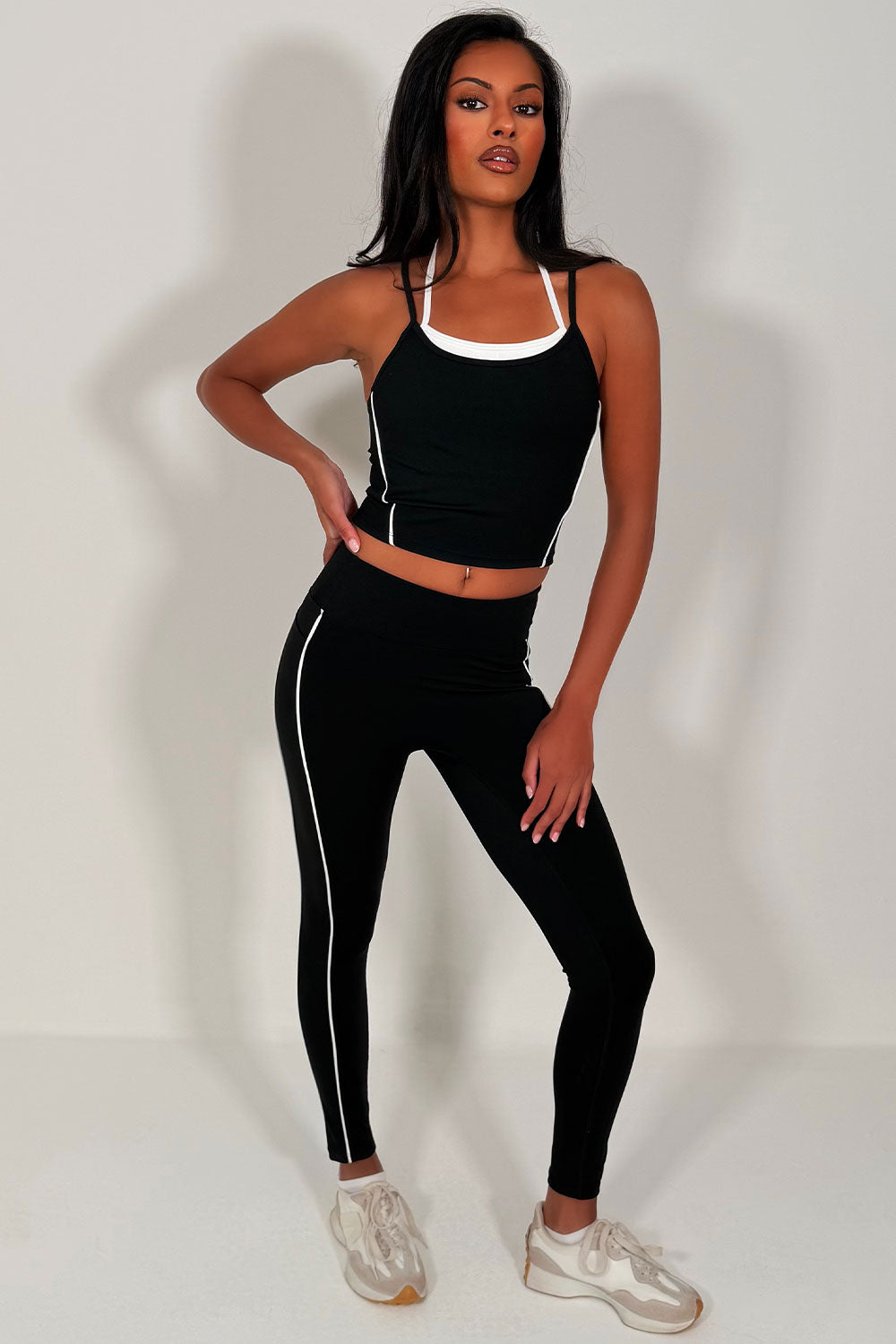 alo yoga high waist legging and double up bralet top two piece matching set styledup uk