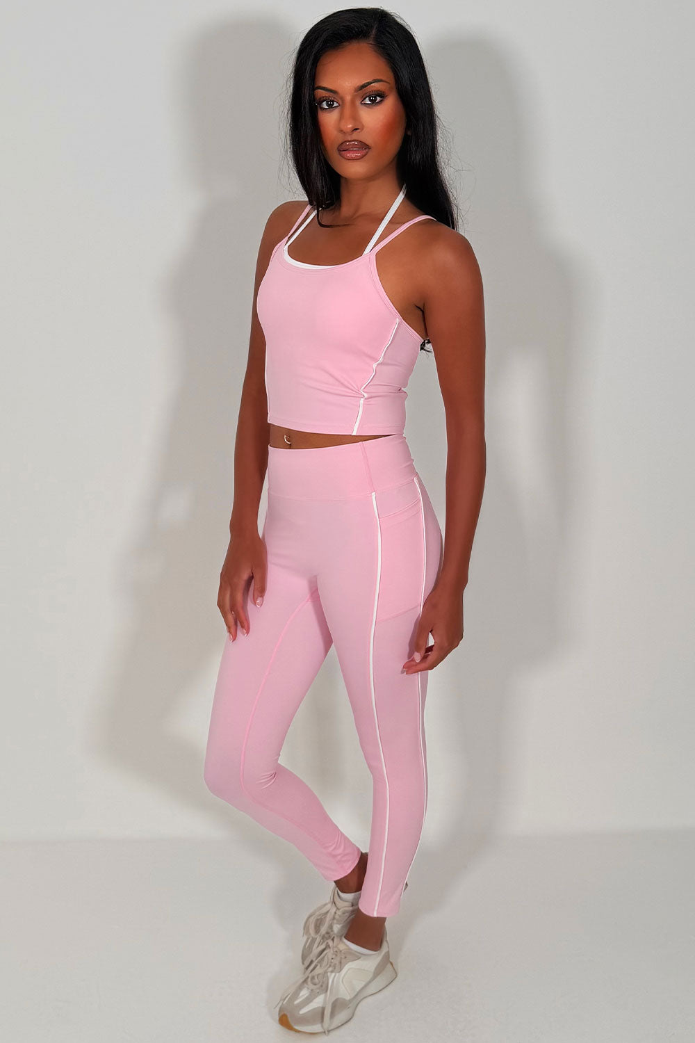 alo yoga high waist legging and double up bralet top two piece matching set styledup uk
