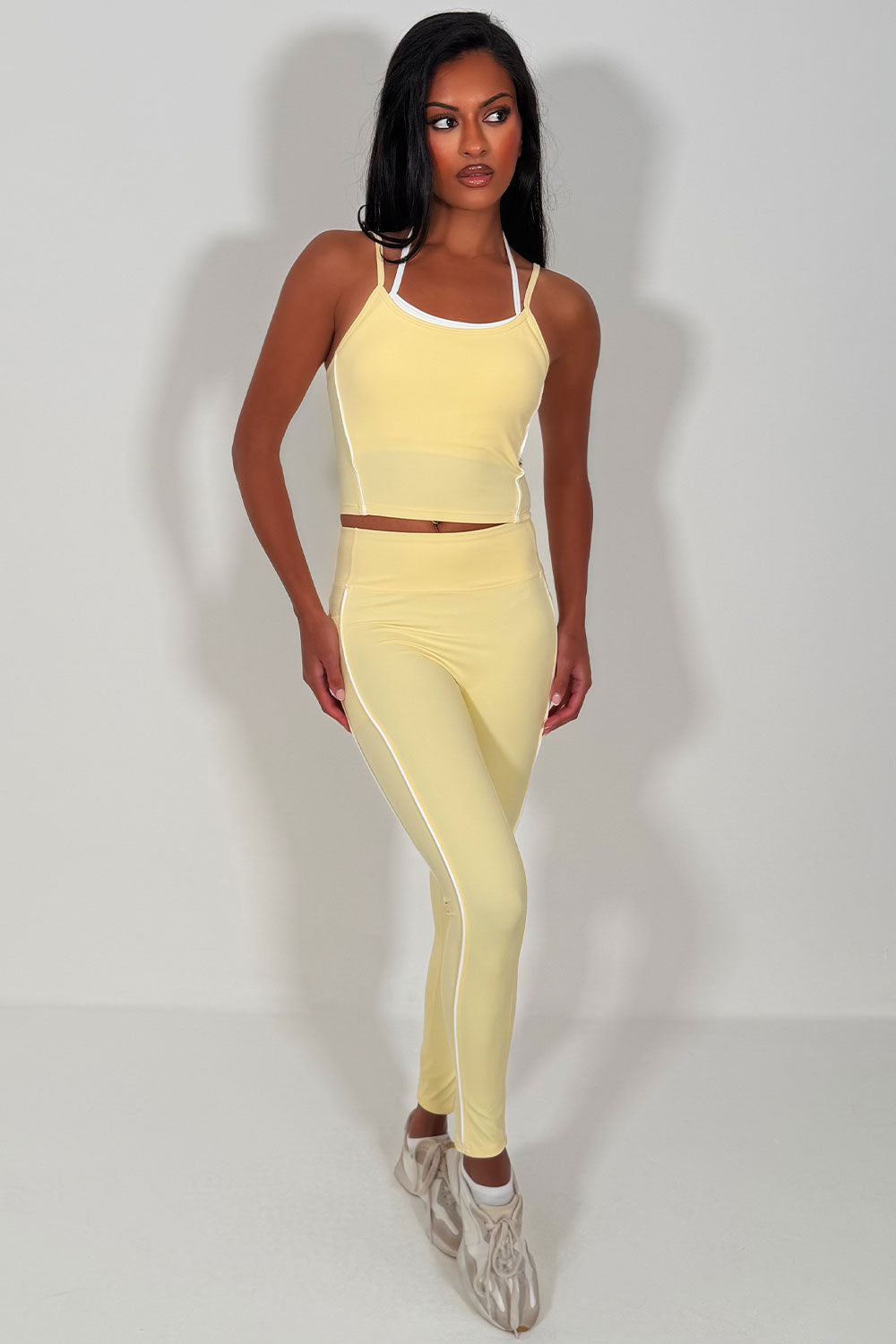alo yoga high waist legging and double up bralet top two piece matching set styledup uk