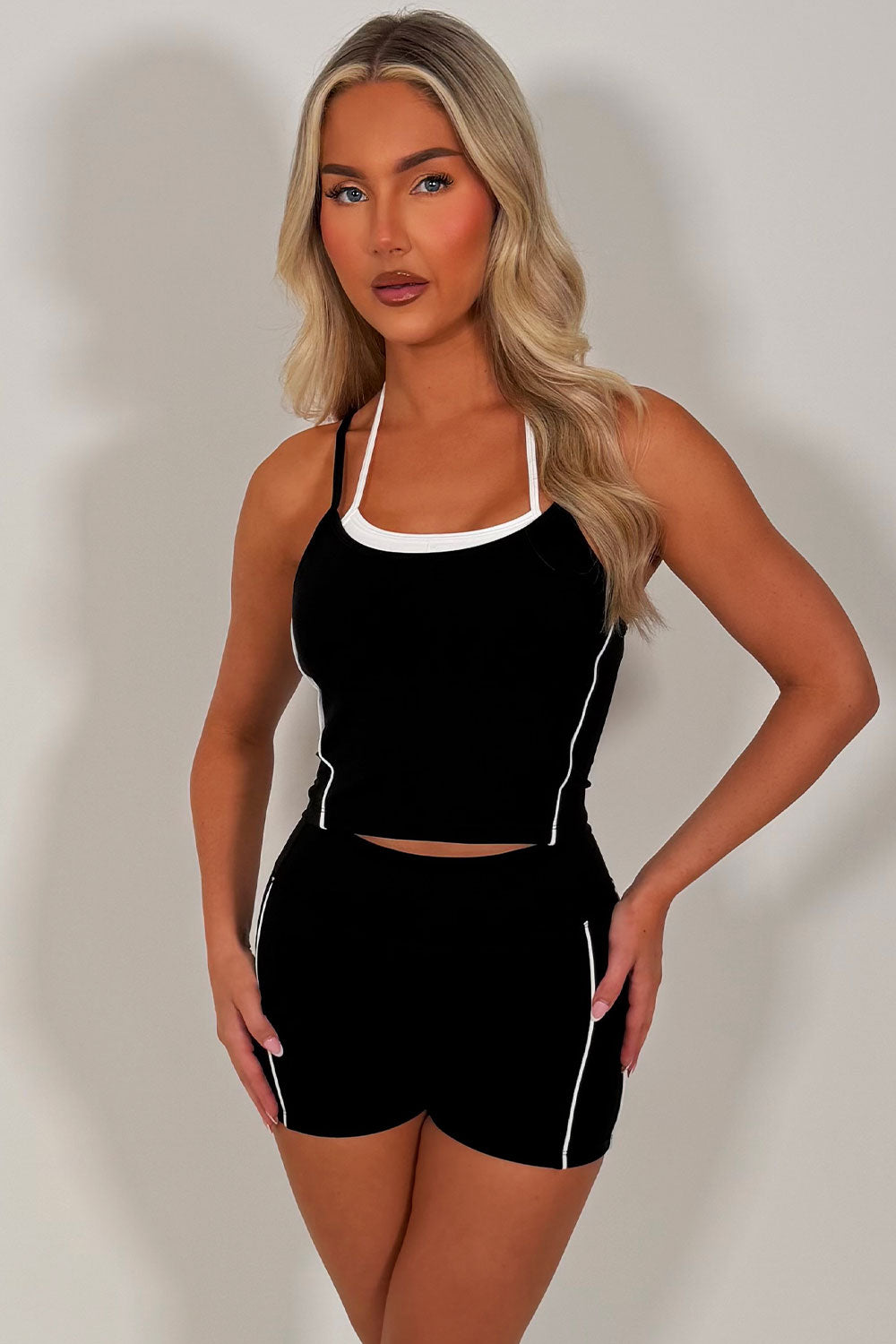 womens crop top and shorts two piece co ord gym pilates outfit alo yoga uk