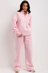 womens joggers and half zip sweatshirt tracksuit co ord airport outfit