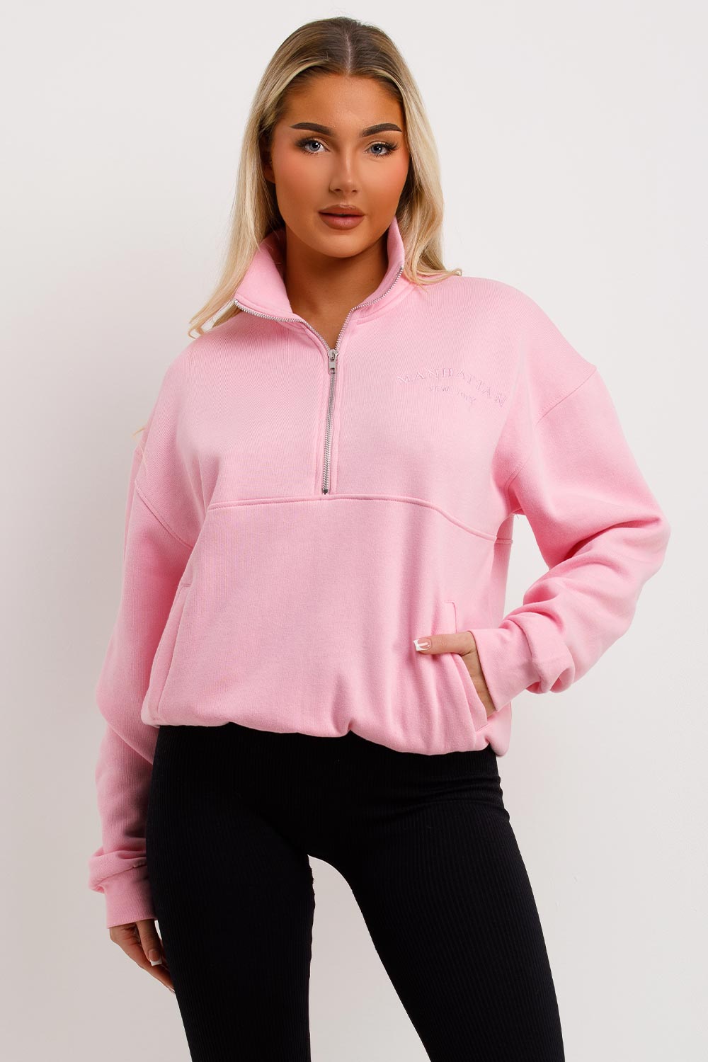 womens jumper sweatshirt with manhattan new york embroidery