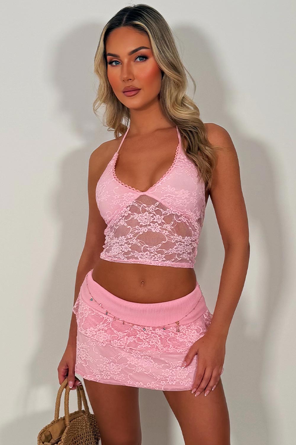 frilly ruffle lace mini skort and top co ord set styledup festival holiday outfit uk