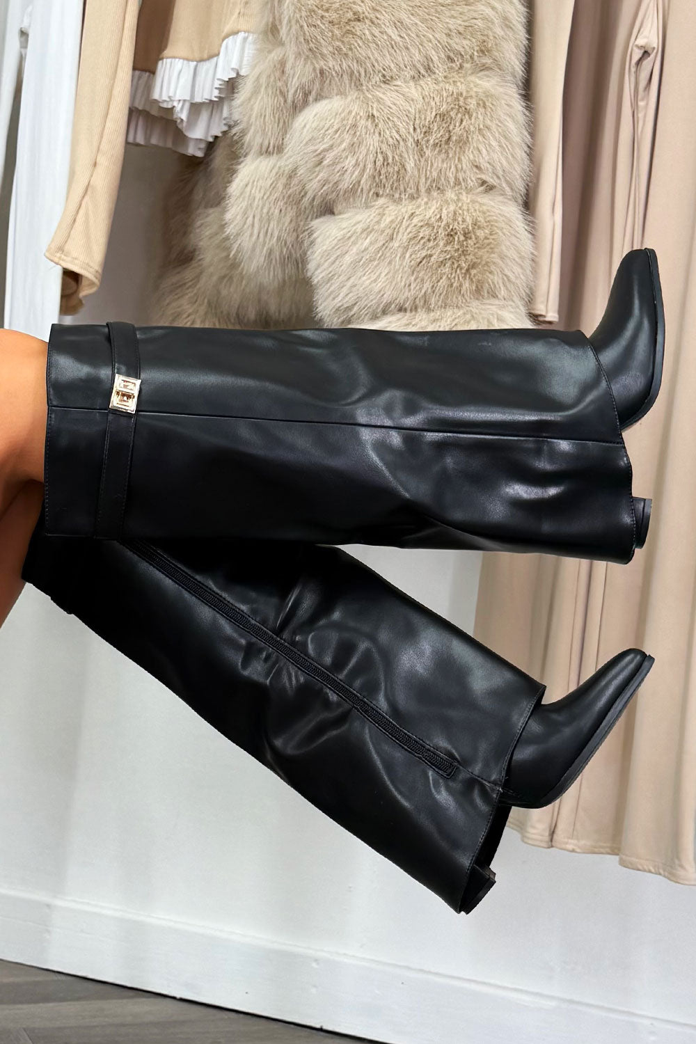 knee high cowboy boots with fold over design for womens uk sale