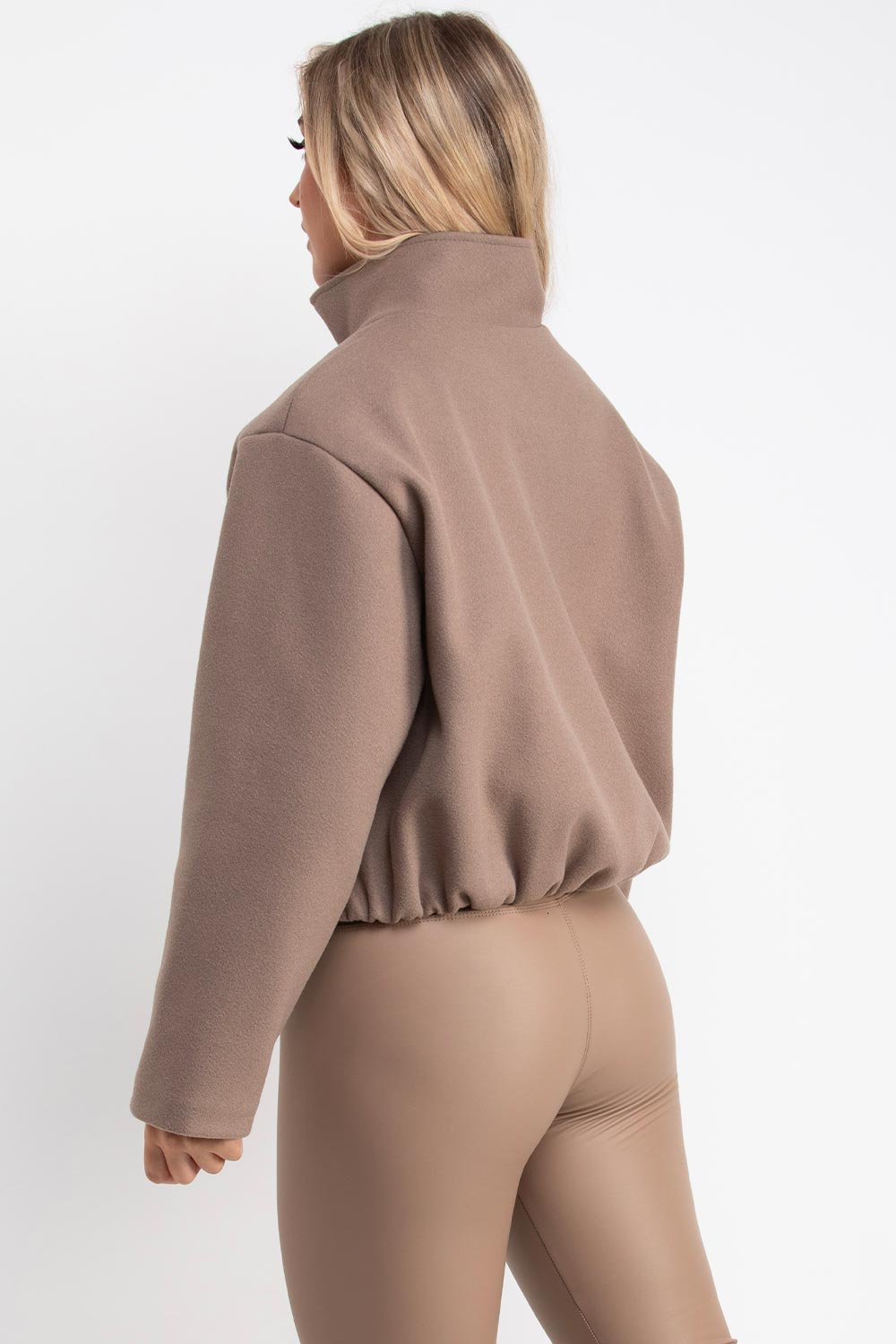 womens high collar funnel neck long sleeve soft bomber jacket styledup uk
