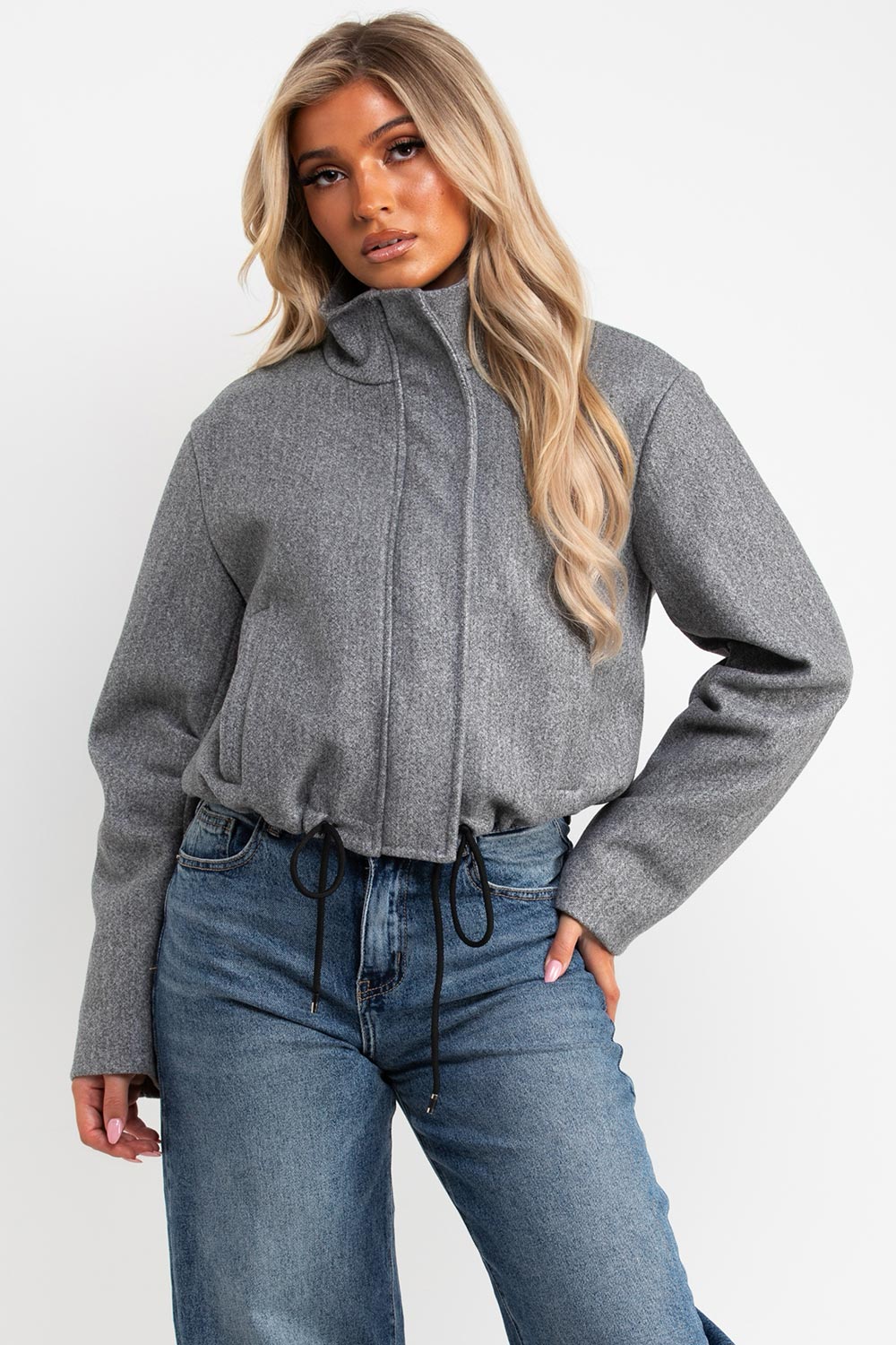 drawstring hem soft bomber jacket zara womens uk