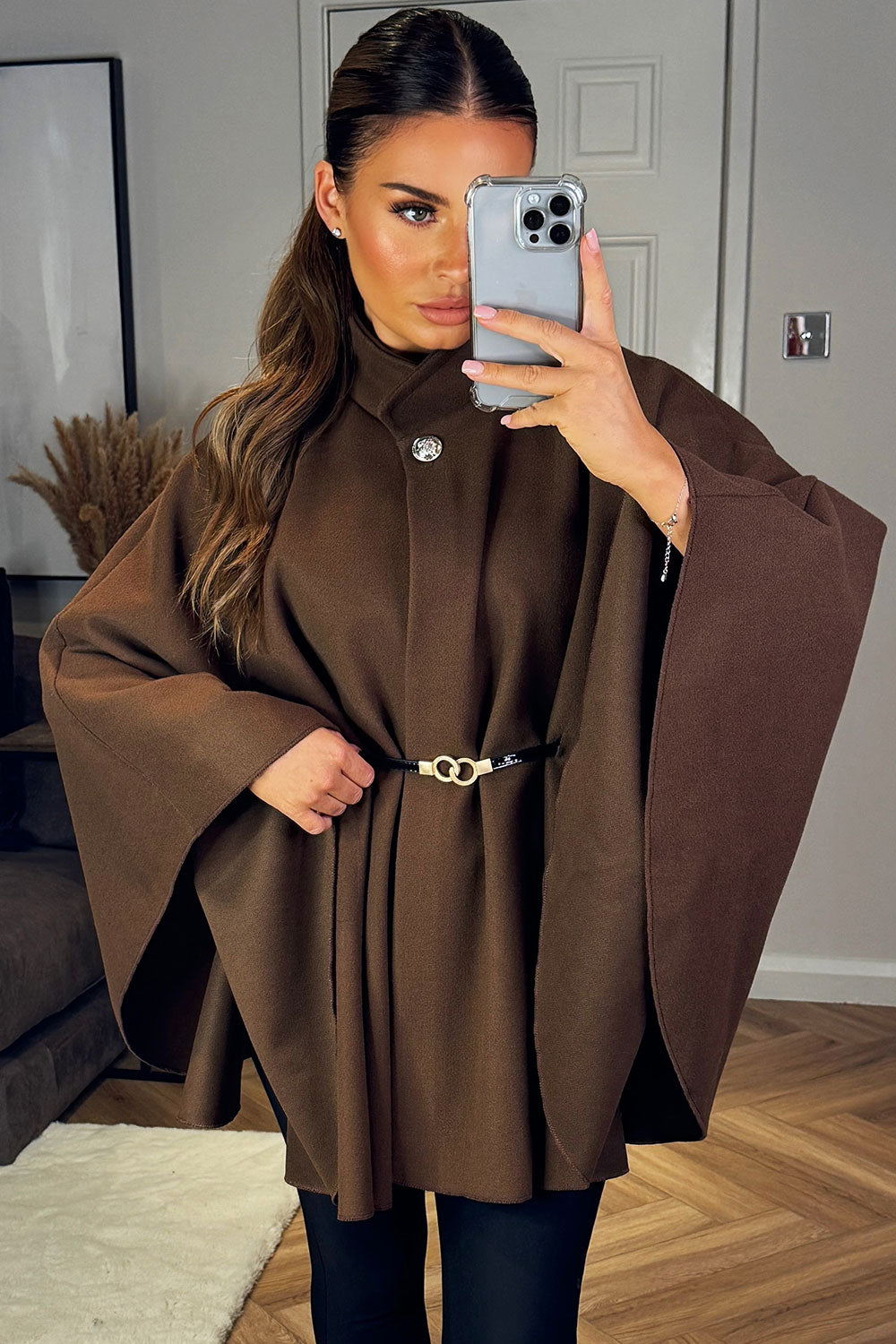 cape with belt christmas day outfit dressy poncho