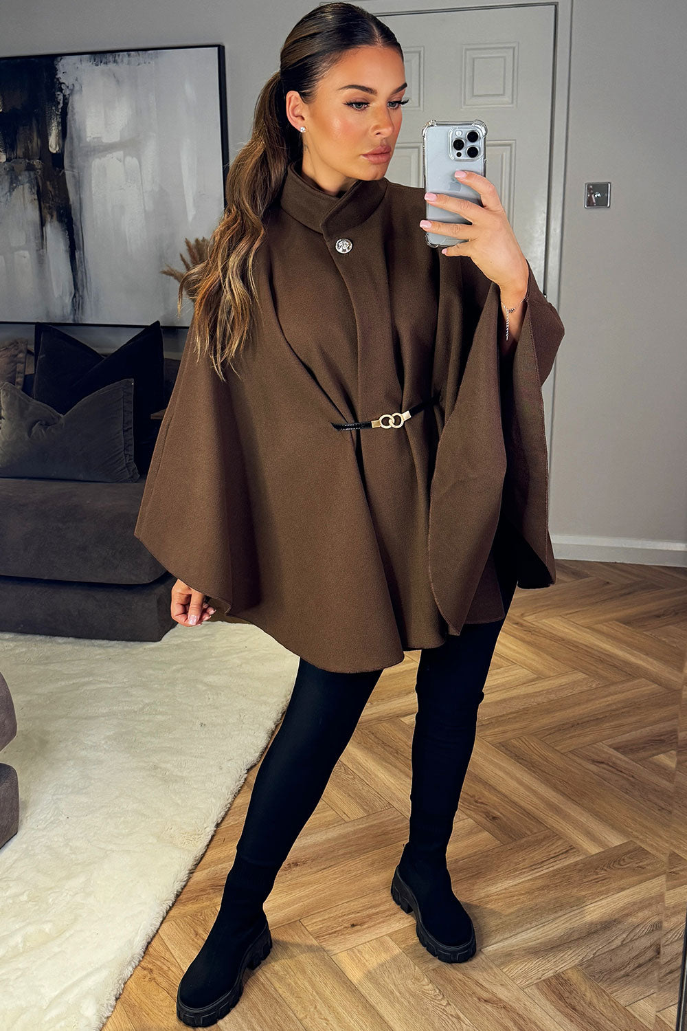 womens cape with belt christmas day outfit