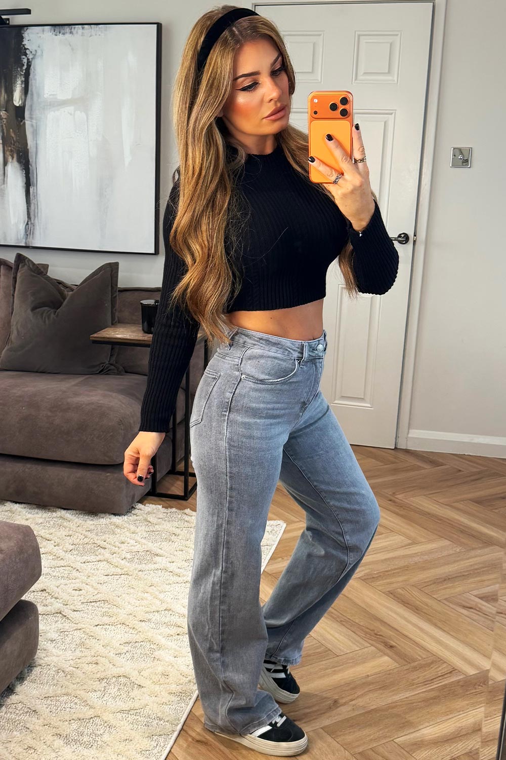 womens wide leg baggy denim jeans stretchy