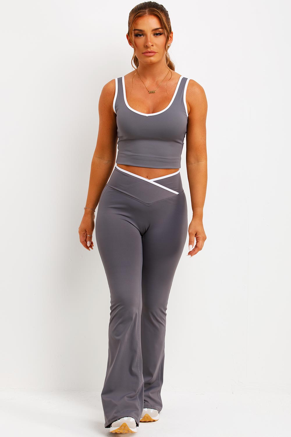 flare yoga pants and top two piece co ord set gymshark womens