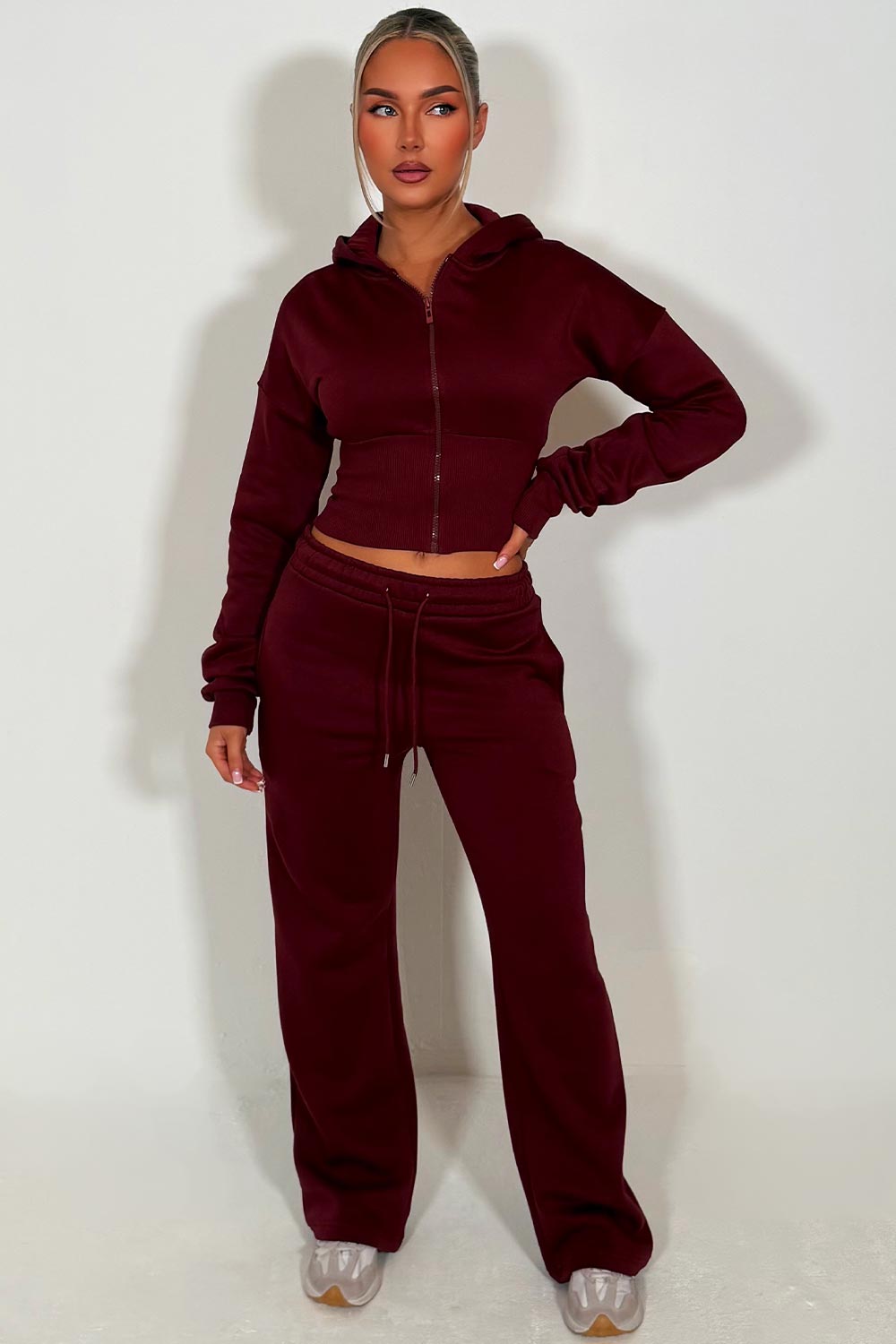womens crop corset hoodie and joggers two piece loungewear co ord couture club set styledup fashion airport outfit