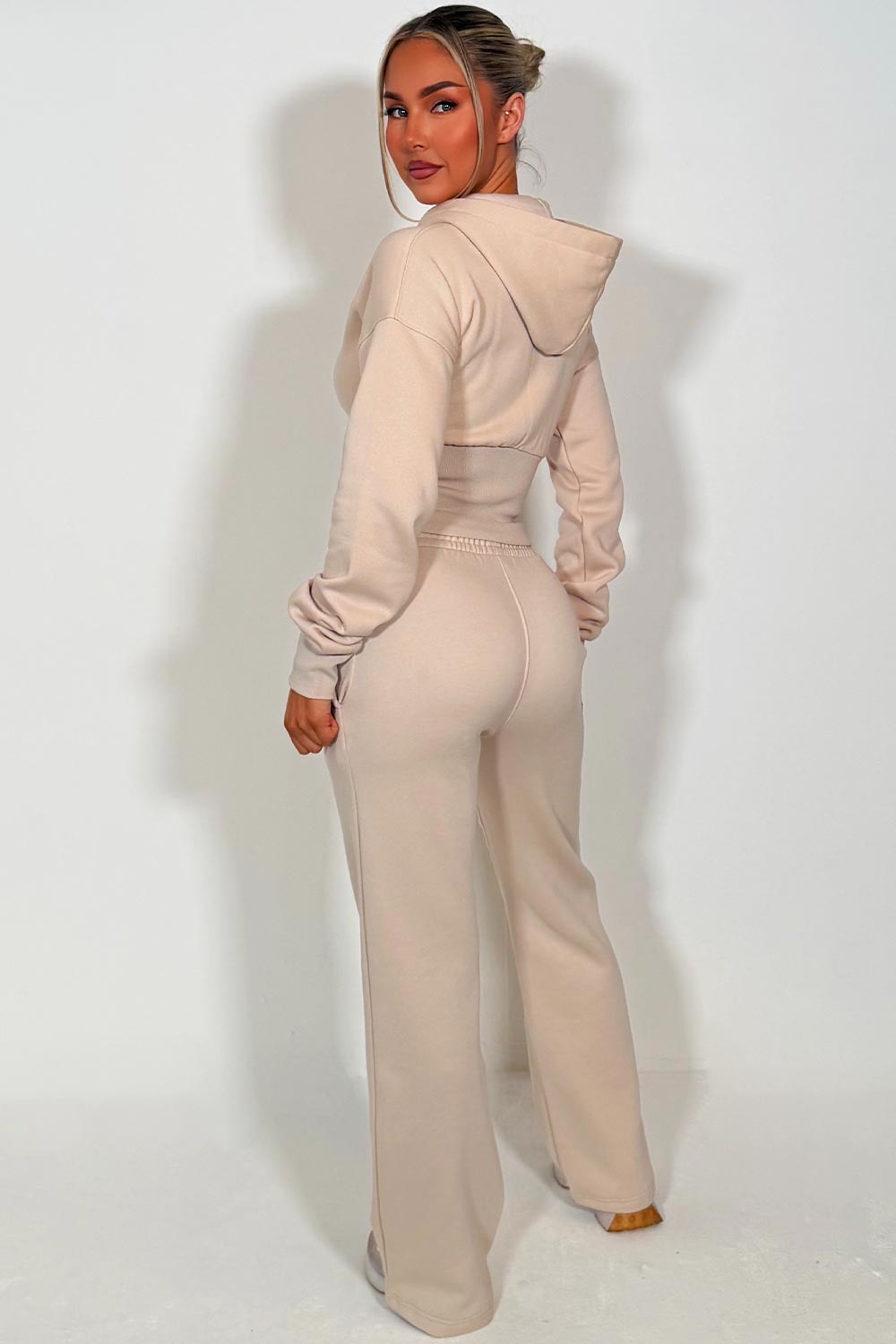 womens crop corset hoodie and joggers two piece loungewear co ord couture club set styledup fashion airport outfit