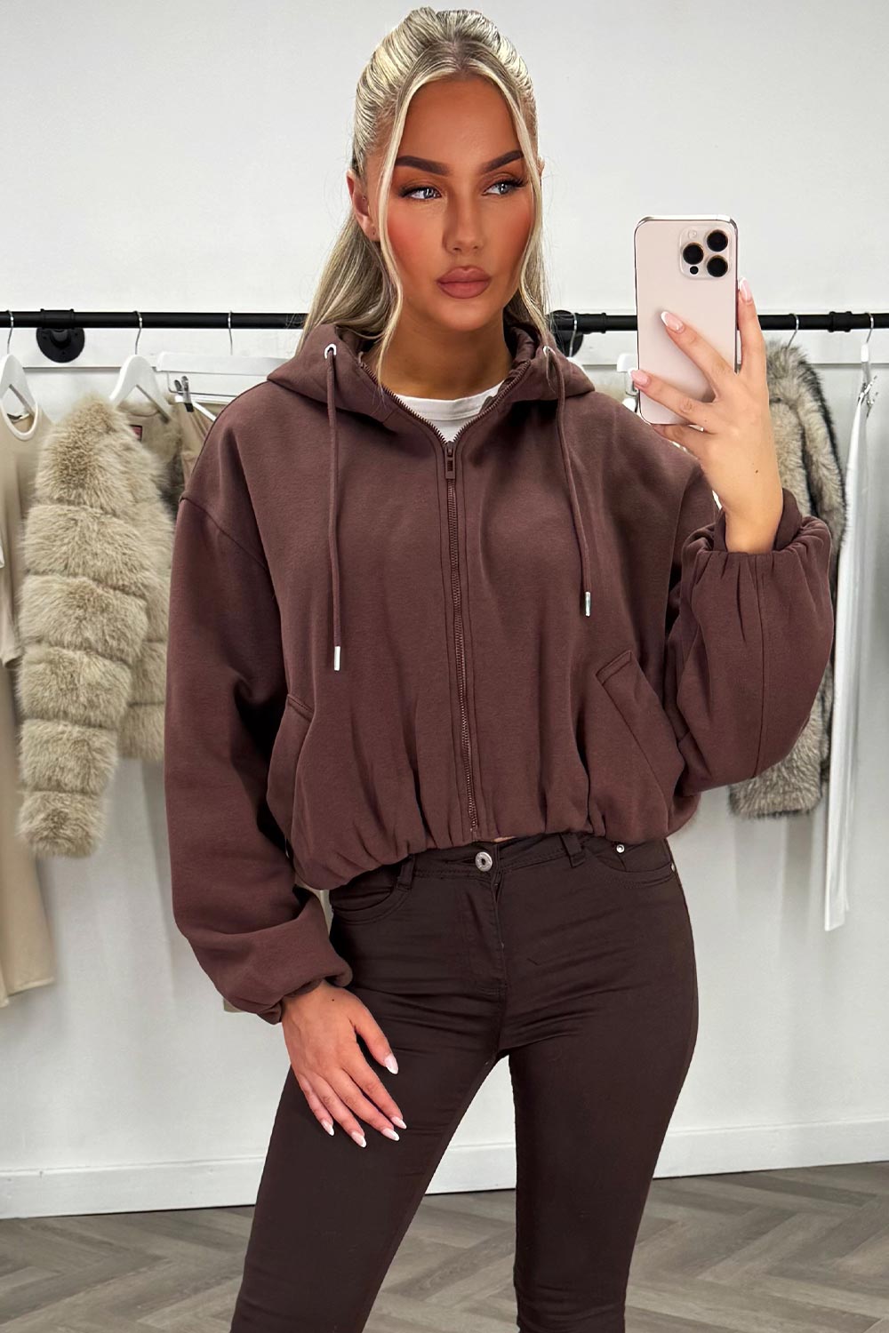 zara womens hooded jacket with elastic hem styledup