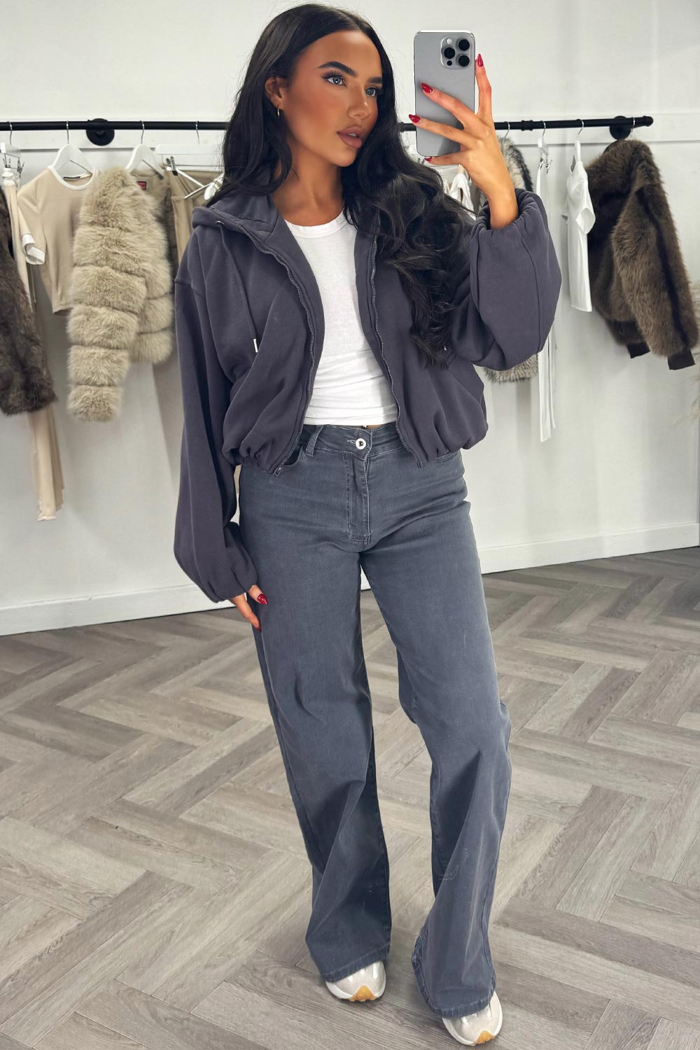 zara womens elasticated hem hooded jacket with long sleeves uk