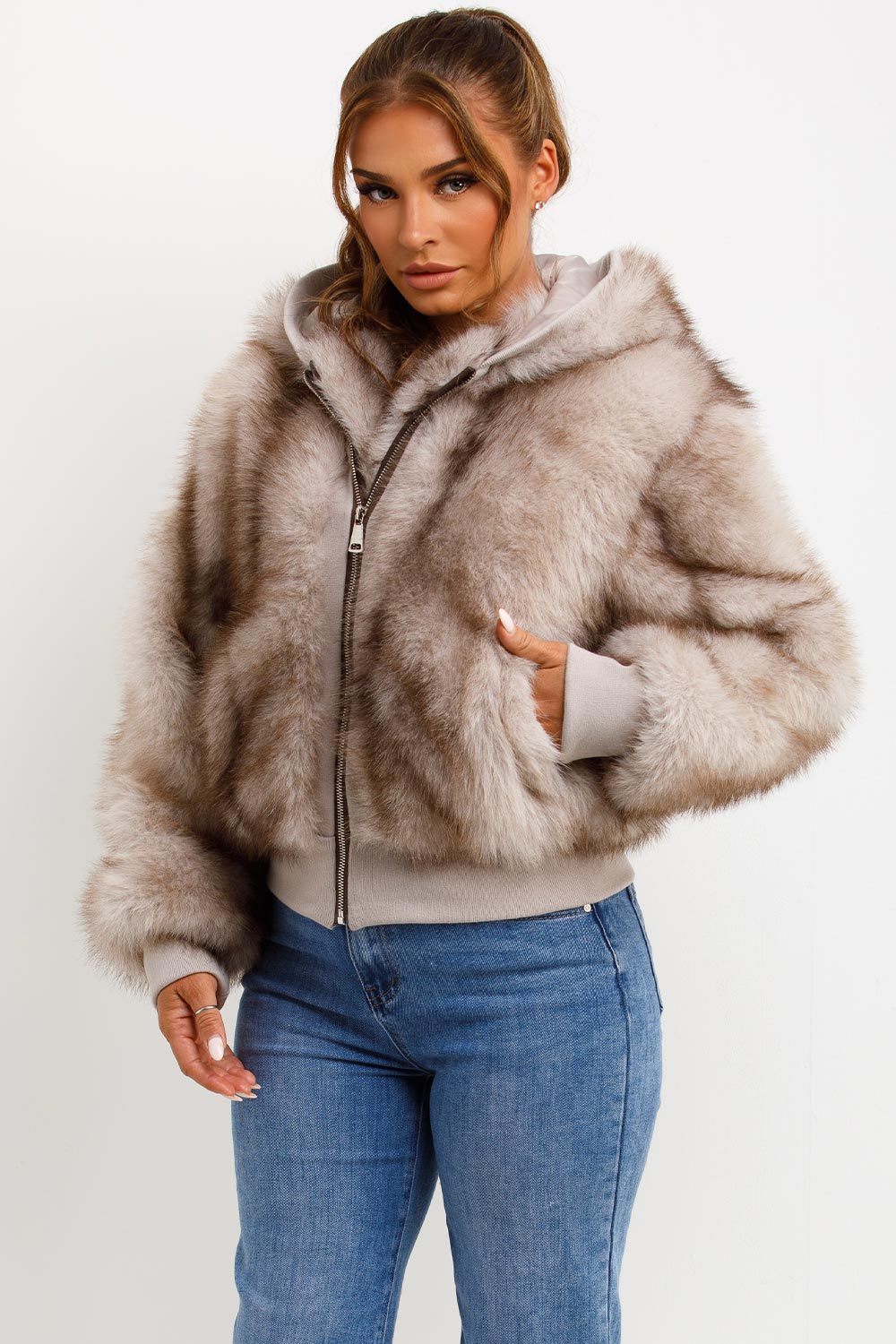 womens real fur coat with hood styledup