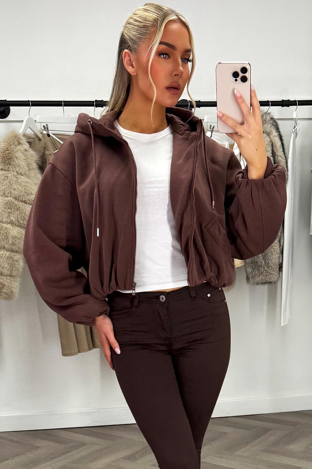 womens zara hooded jacket with elastic hem