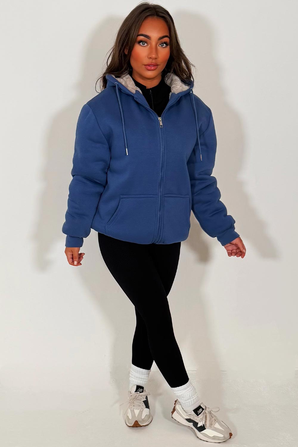 fur lined hooded sweatshirt for womens