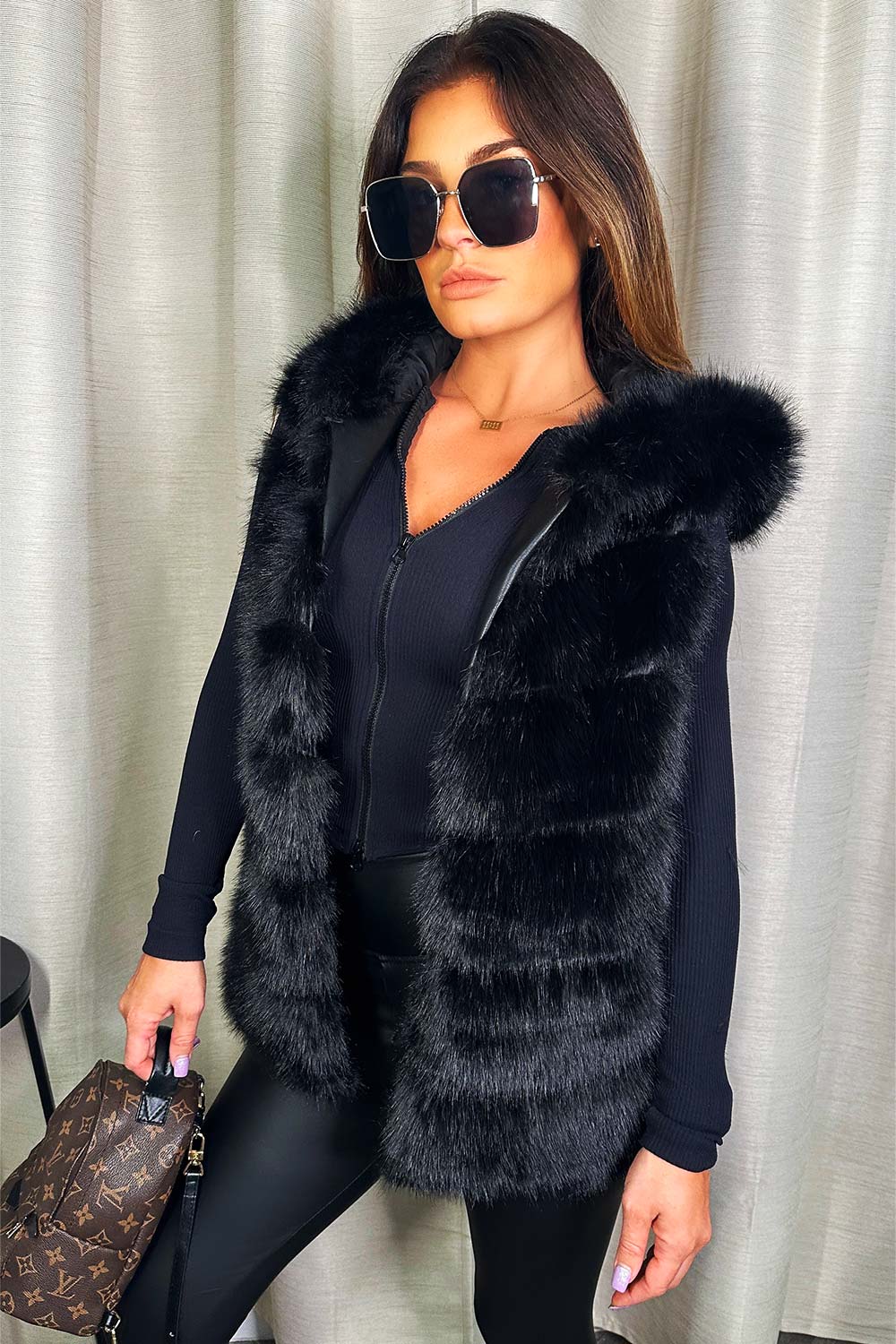 womens fur body warmer gilet