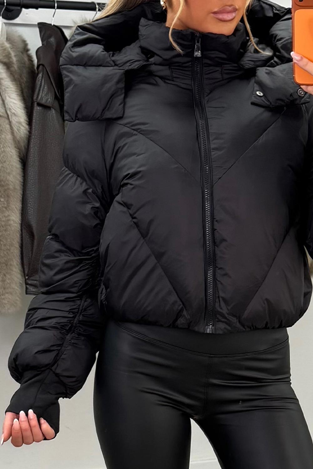 padded puffer winter jacket black styledup uk