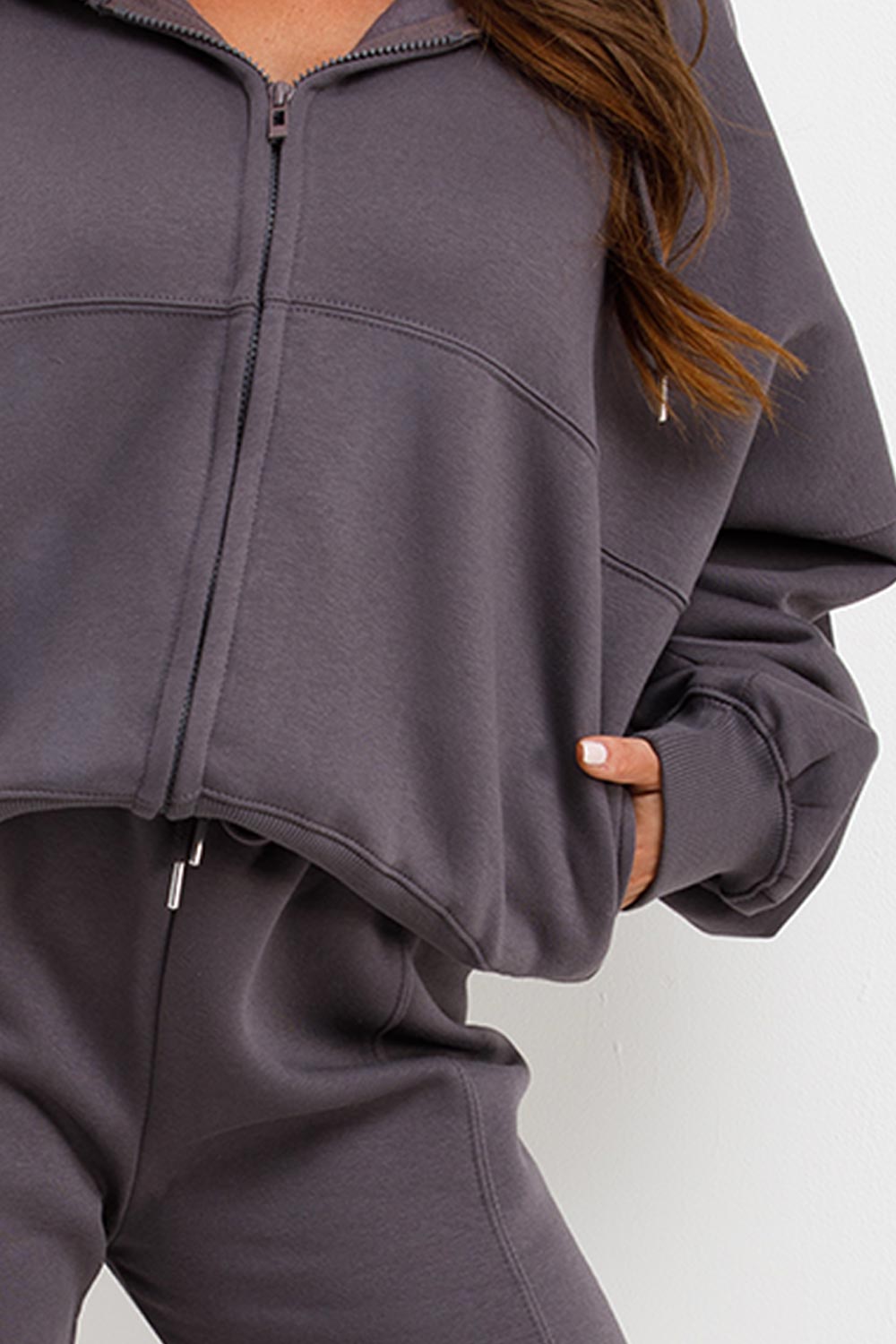 oversized zip through hoodie and wide leg joggers tracksuit co ord set zara womens