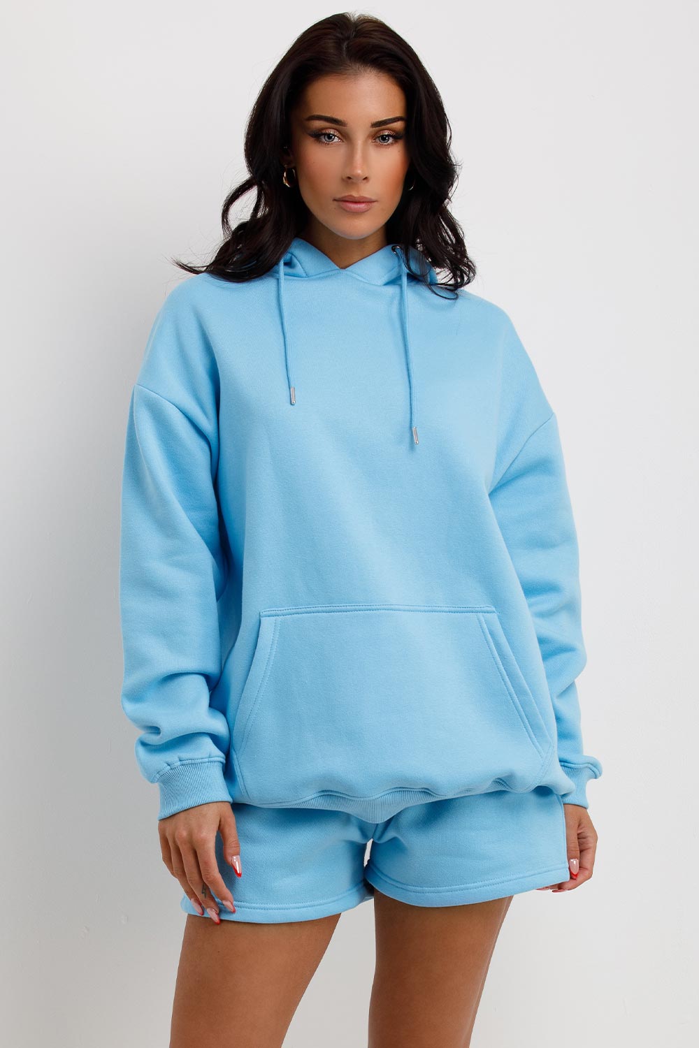 womens hoodie and shorts tracksuit two piece loungewear set uk
