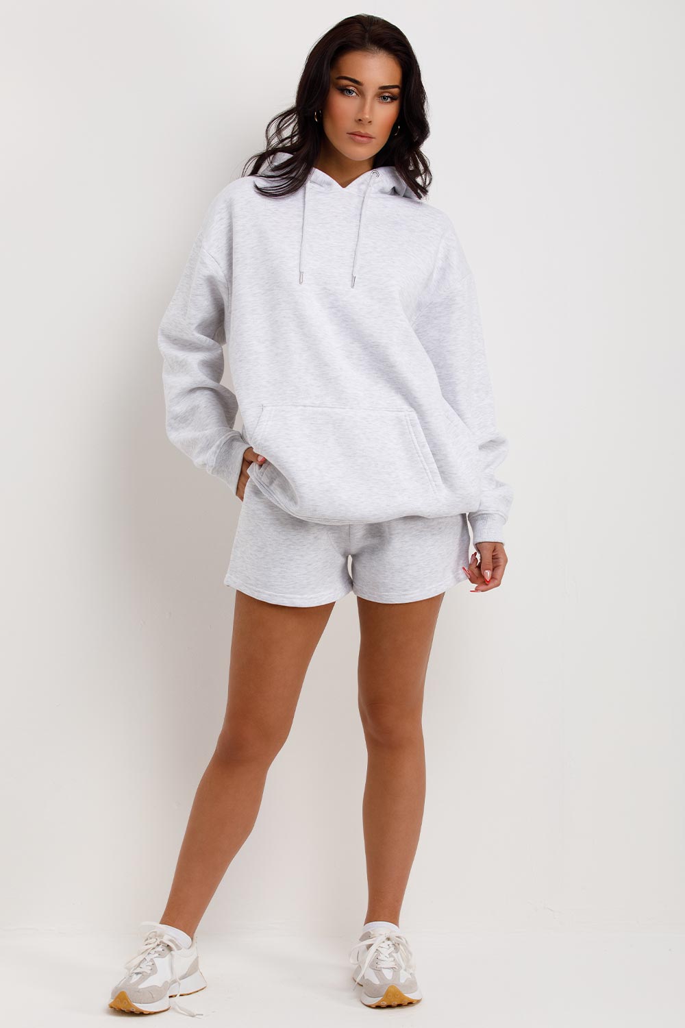 womens hoodie and shorts tracksuit two piece loungewear set uk