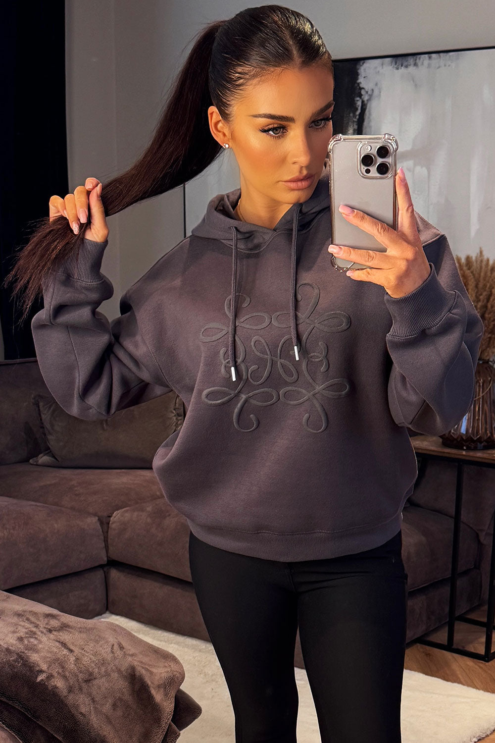 womens oversized hoodie swirl detail loewe inspired