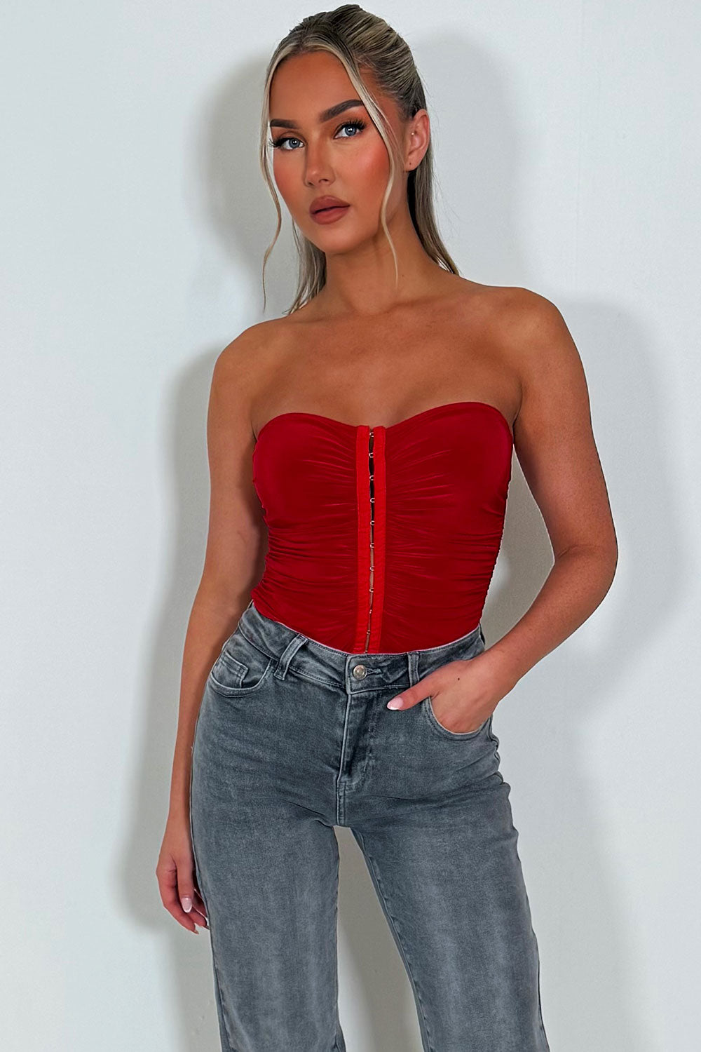 corset top with hook and eye front going out night out outfit styledup