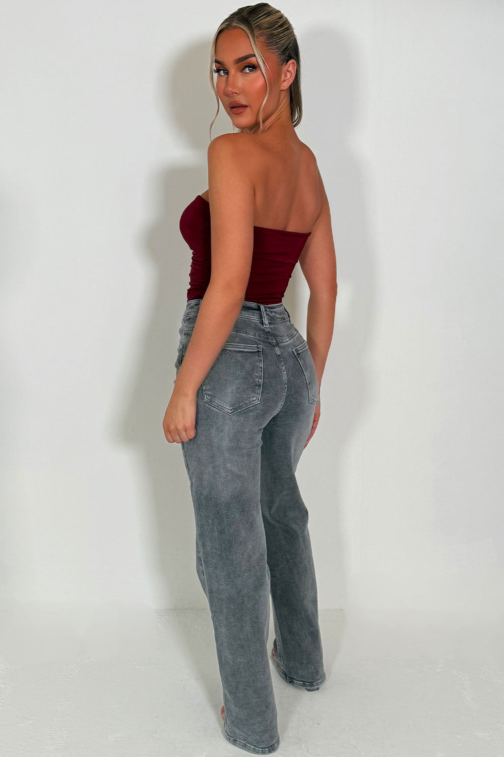 strapless hook and eye corset top burgundy