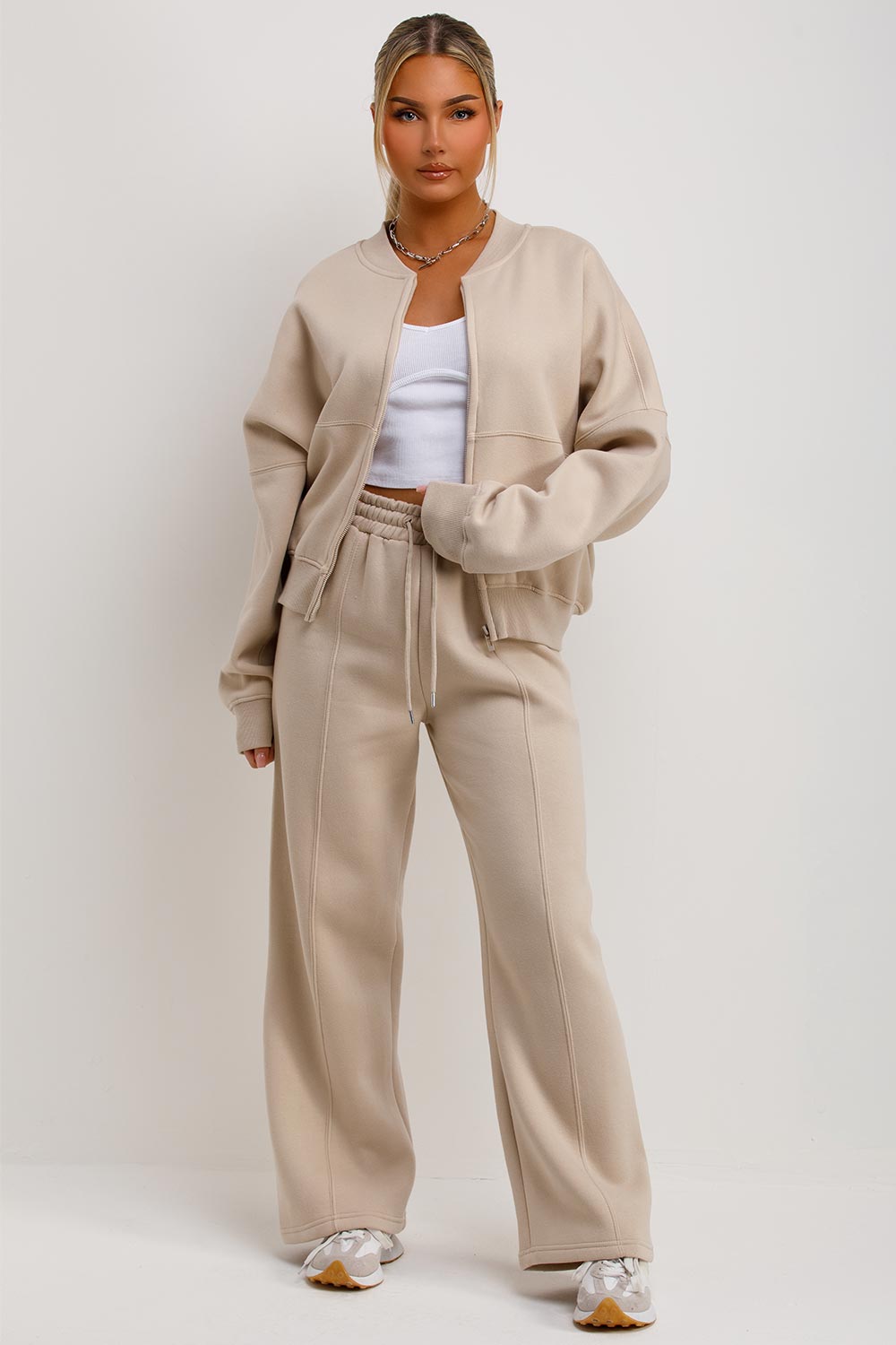 womens bomber sweatshirt and joggers set