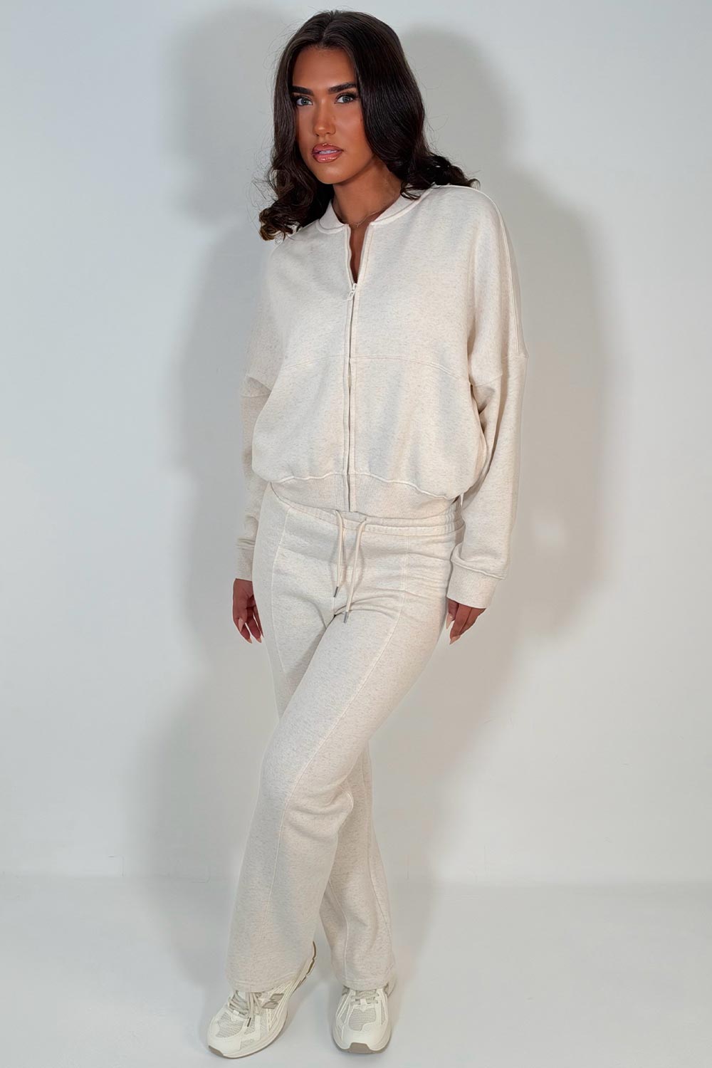 womens zara bomber sweatshirt and straight leg joggers loungewear set uk