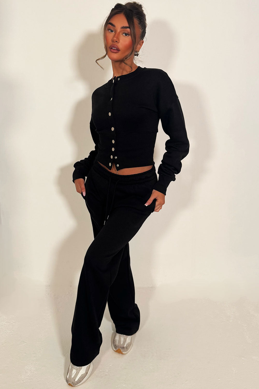 womens button up waist compression tracksuit tiktok styledup