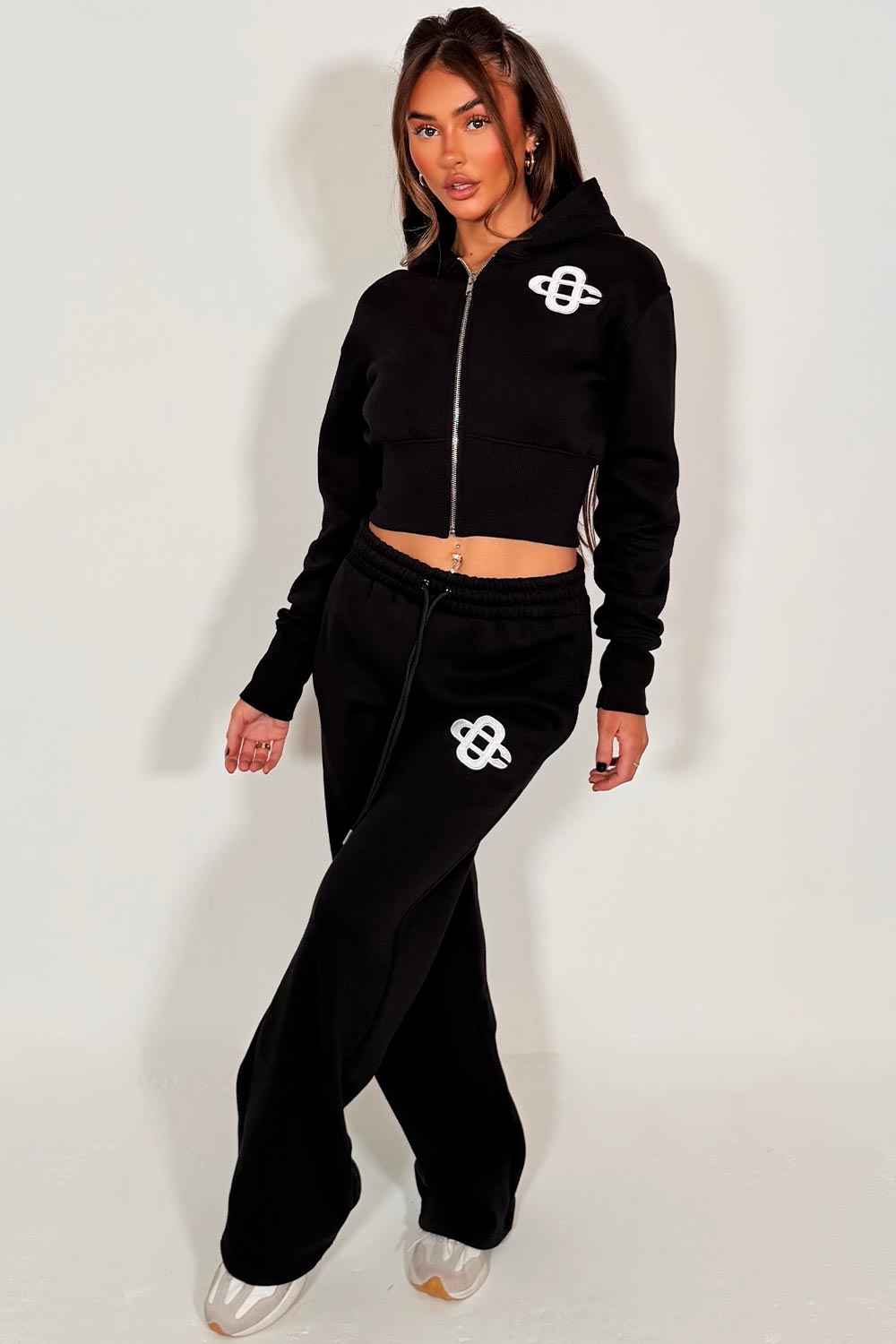 womens joggers and crop corset hoodie tracksuit set two piece couture club womens
