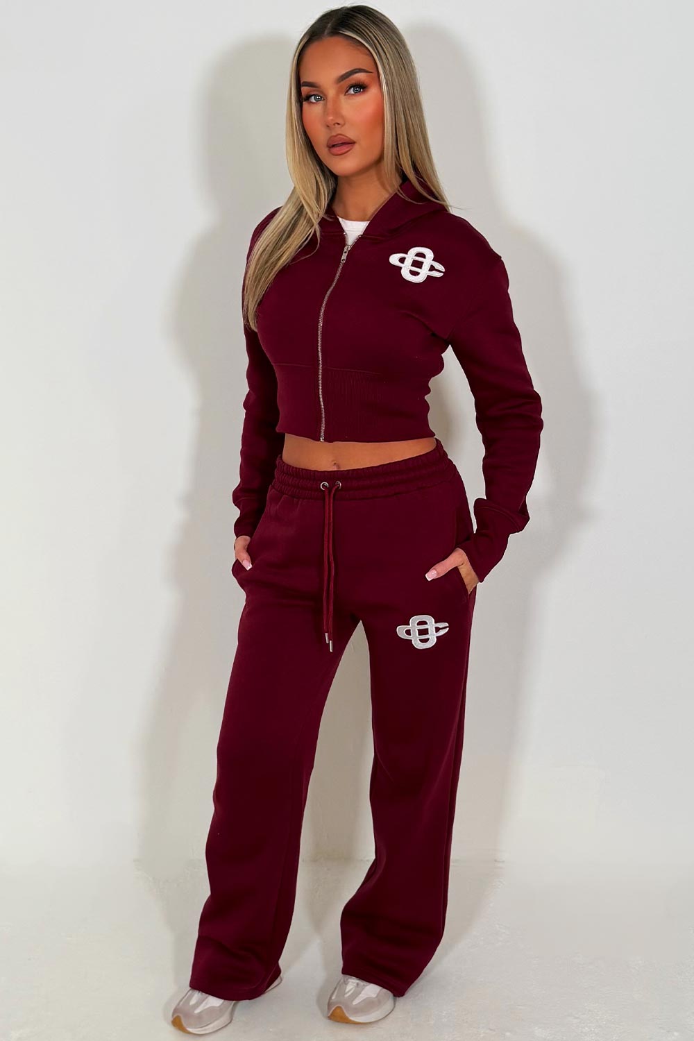womens crop corset hoodie and joggers tracksuit set airport outfit styledup