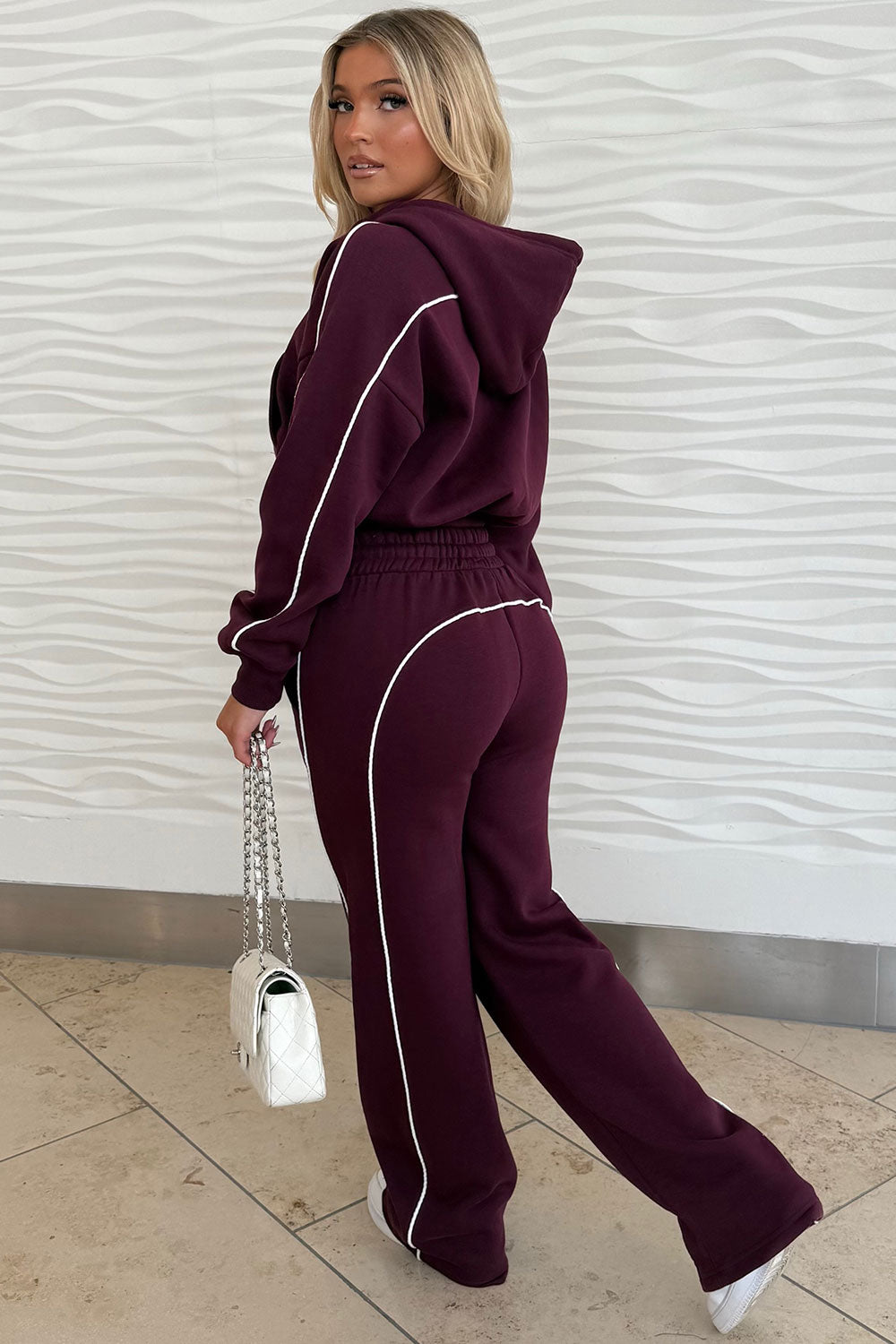womens joggers and crop hoodie tracksuit set two piece