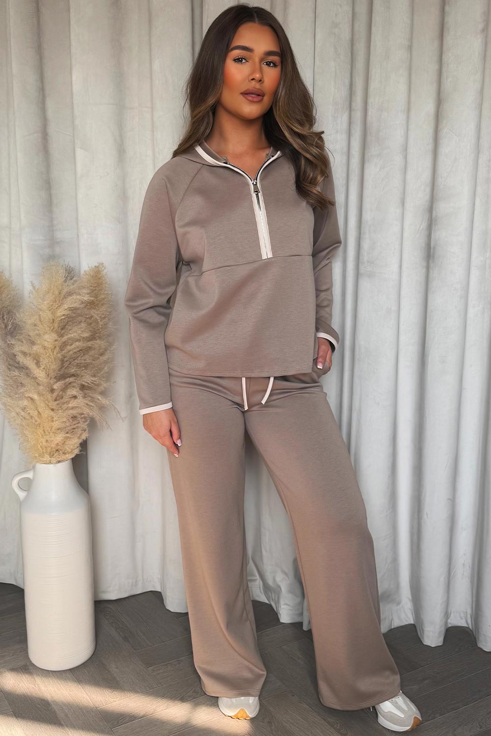 half zip sweatshirt and joggers loungewear co ord set for womens new season outfit
