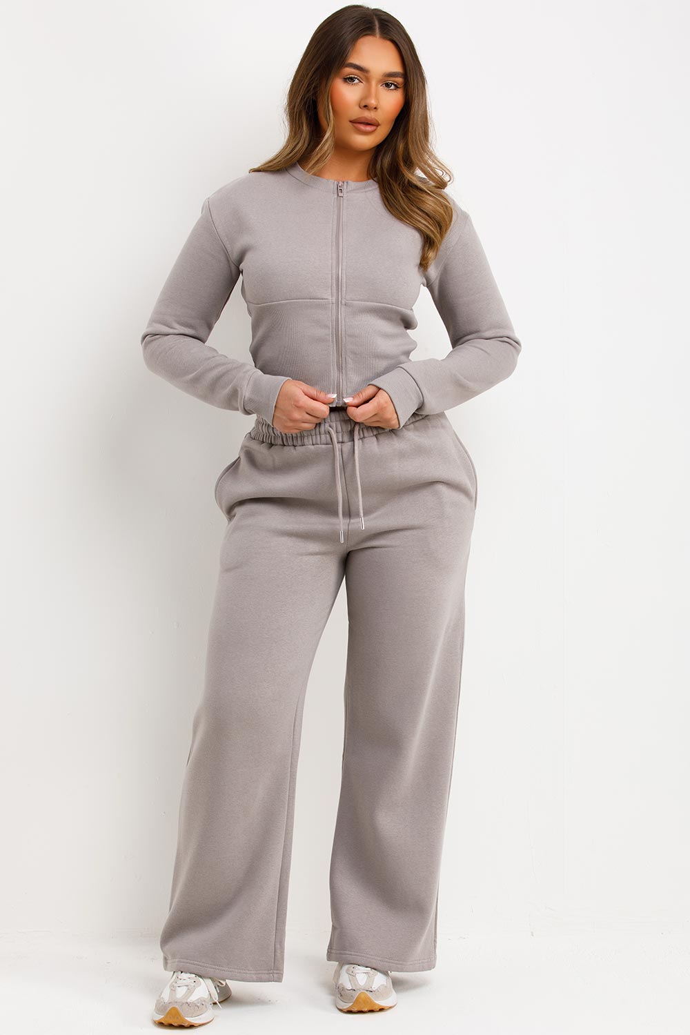 womens joggers and compressed waist crop sweatshirt top tracksuit co ord airport outfit styledup