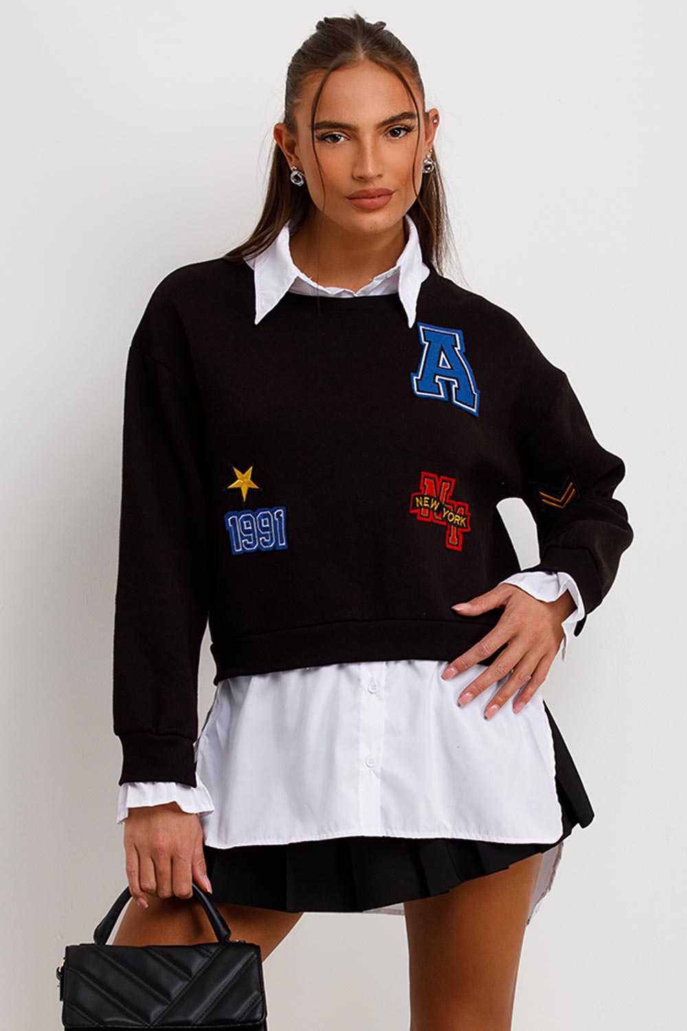 womens collared jumper shirt with new york slogan