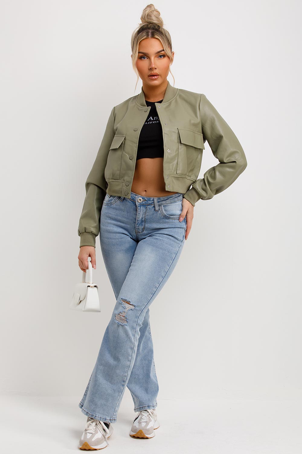 faux leather crop bomber jacket zara womens