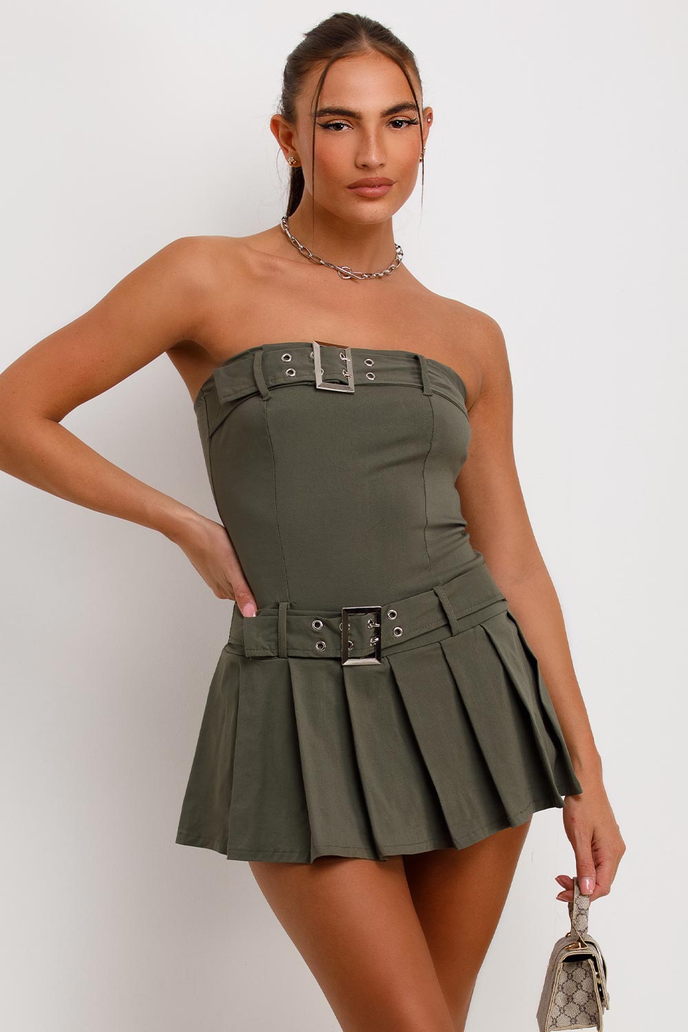 pleated bandeau skort dress summer festival rave outfit